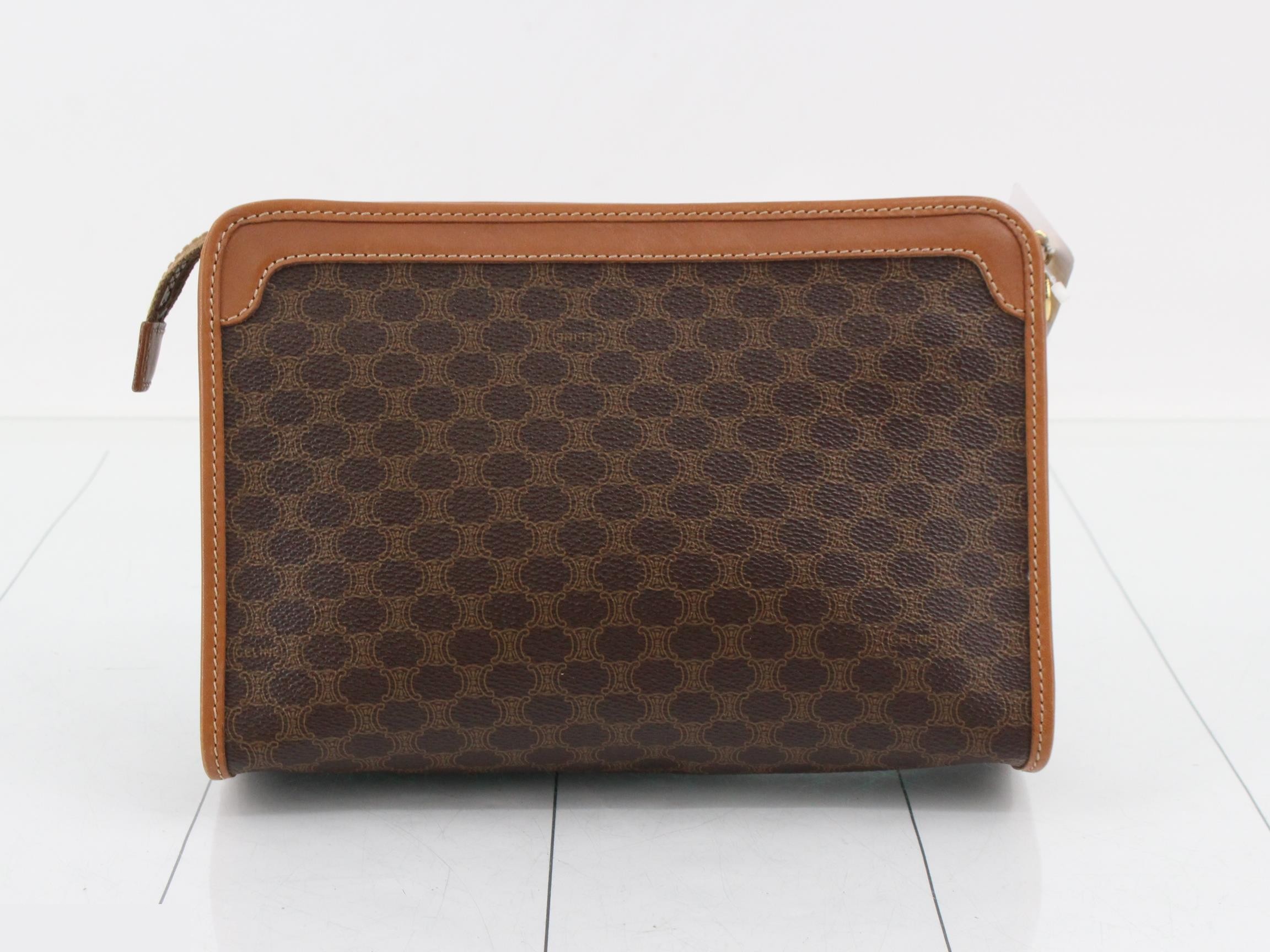 Macadam Clutch Bag, PVC/Leather, Brown — view 2