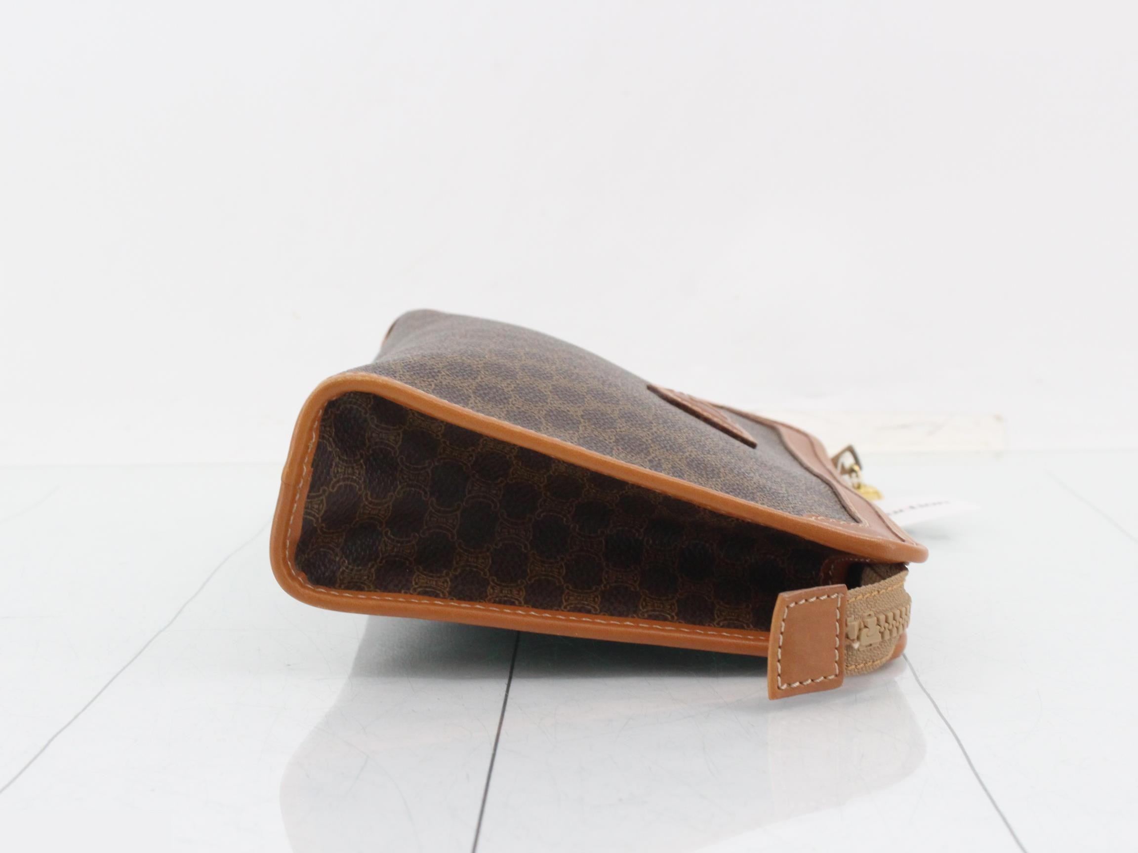 Macadam Clutch Bag, PVC/Leather, Brown — view 3
