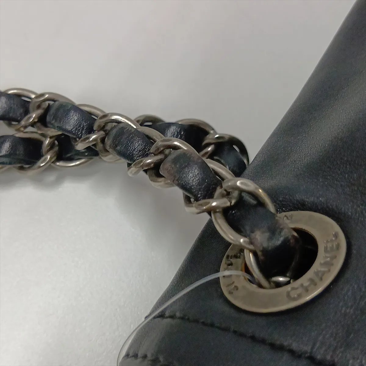 Matelassé Coated Leather x Leather Chain Shoulder Bag, Black, Gunmetal Hardware, 15483772, Serial Number 15 — view 13