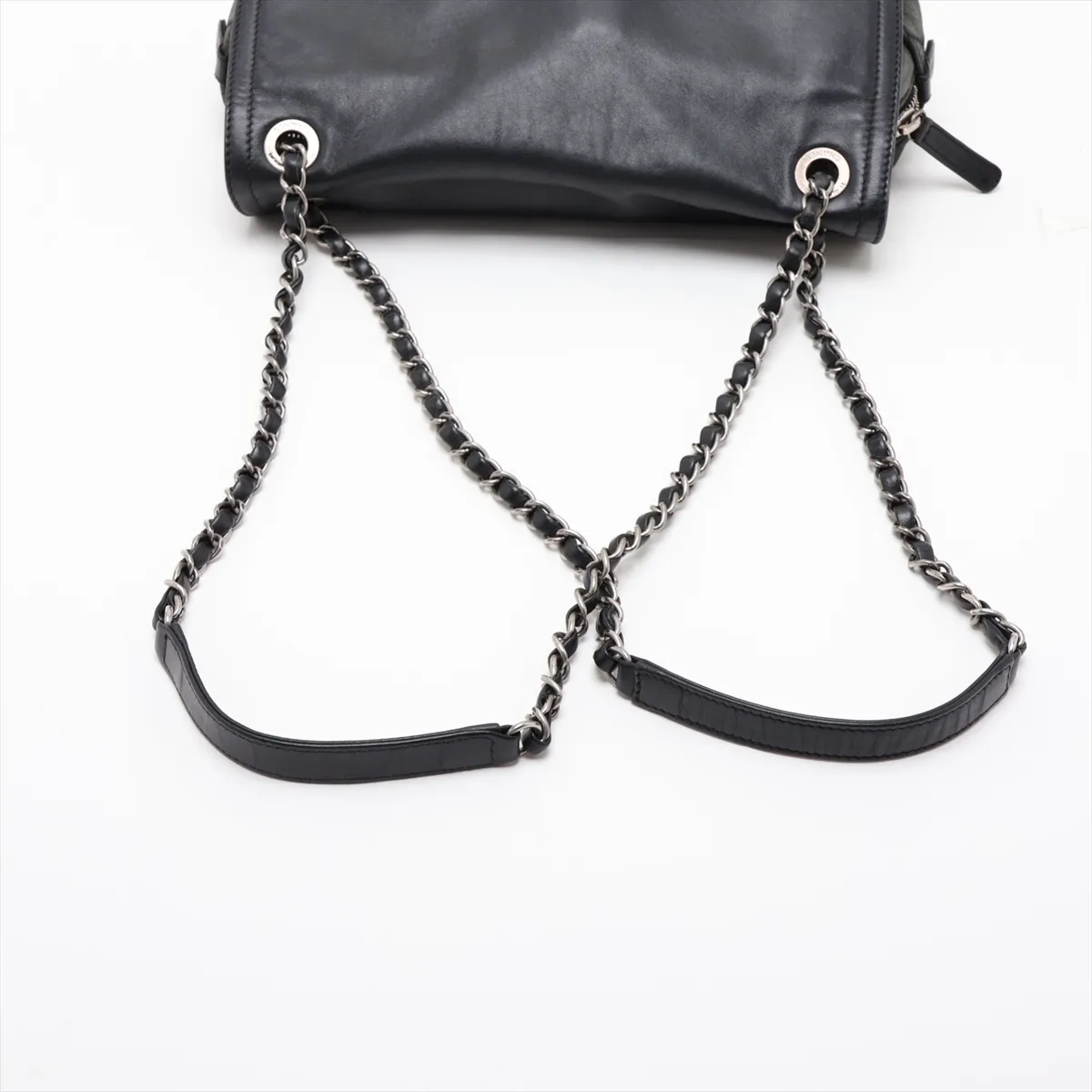 Matelassé Coated Leather x Leather Chain Shoulder Bag, Black, Gunmetal Hardware, 15483772, Serial Number 15 — view 5