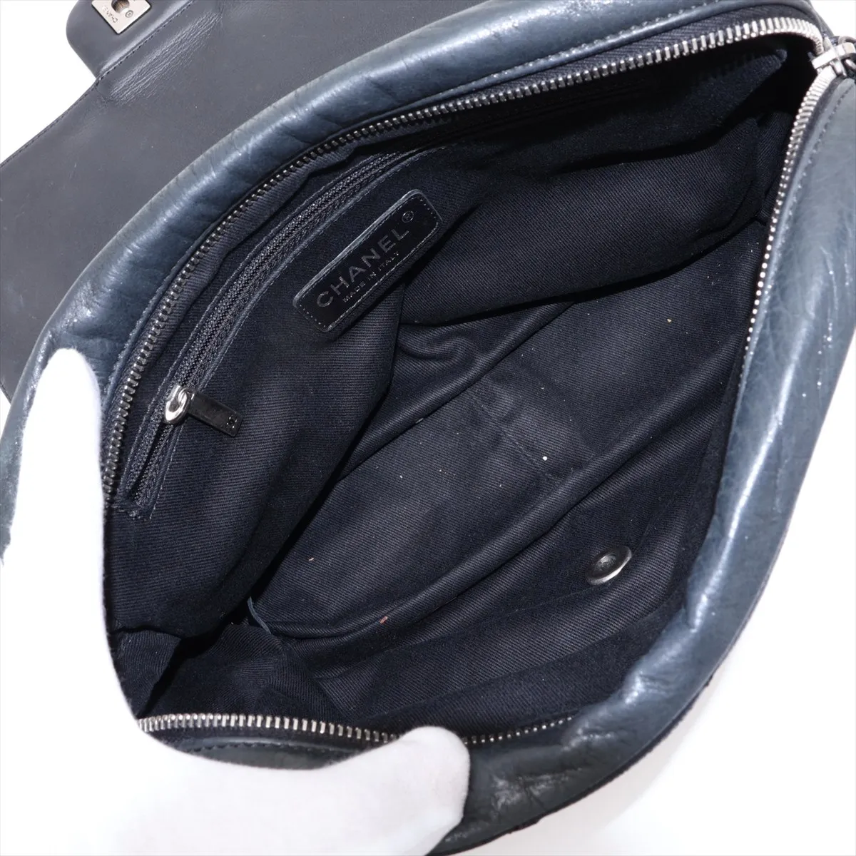 Matelassé Coated Leather x Leather Chain Shoulder Bag, Black, Gunmetal Hardware, 15483772, Serial Number 15 — view 7