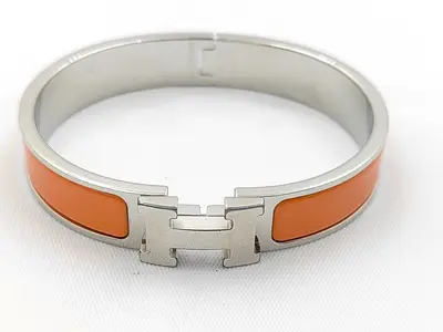 Orange Silver Hardware Click H Bracelet/Bangle