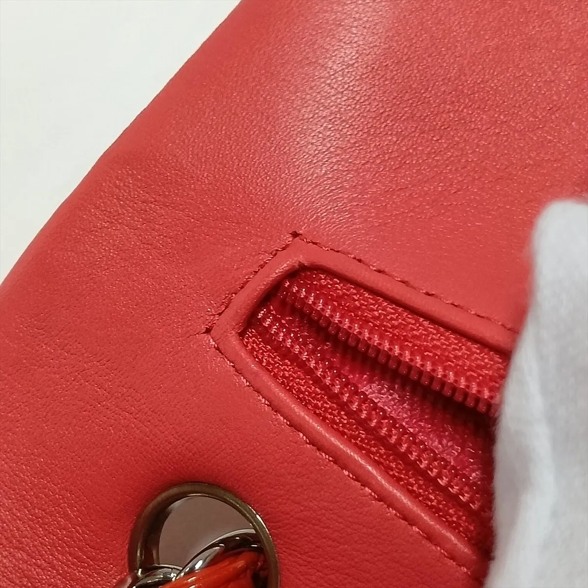 Matelassé 25 Patent Leather Double Flap Double Chain Bag, Orange, Silver Hardware, 16331745, Serial Number 16-series, A01112 — view 13