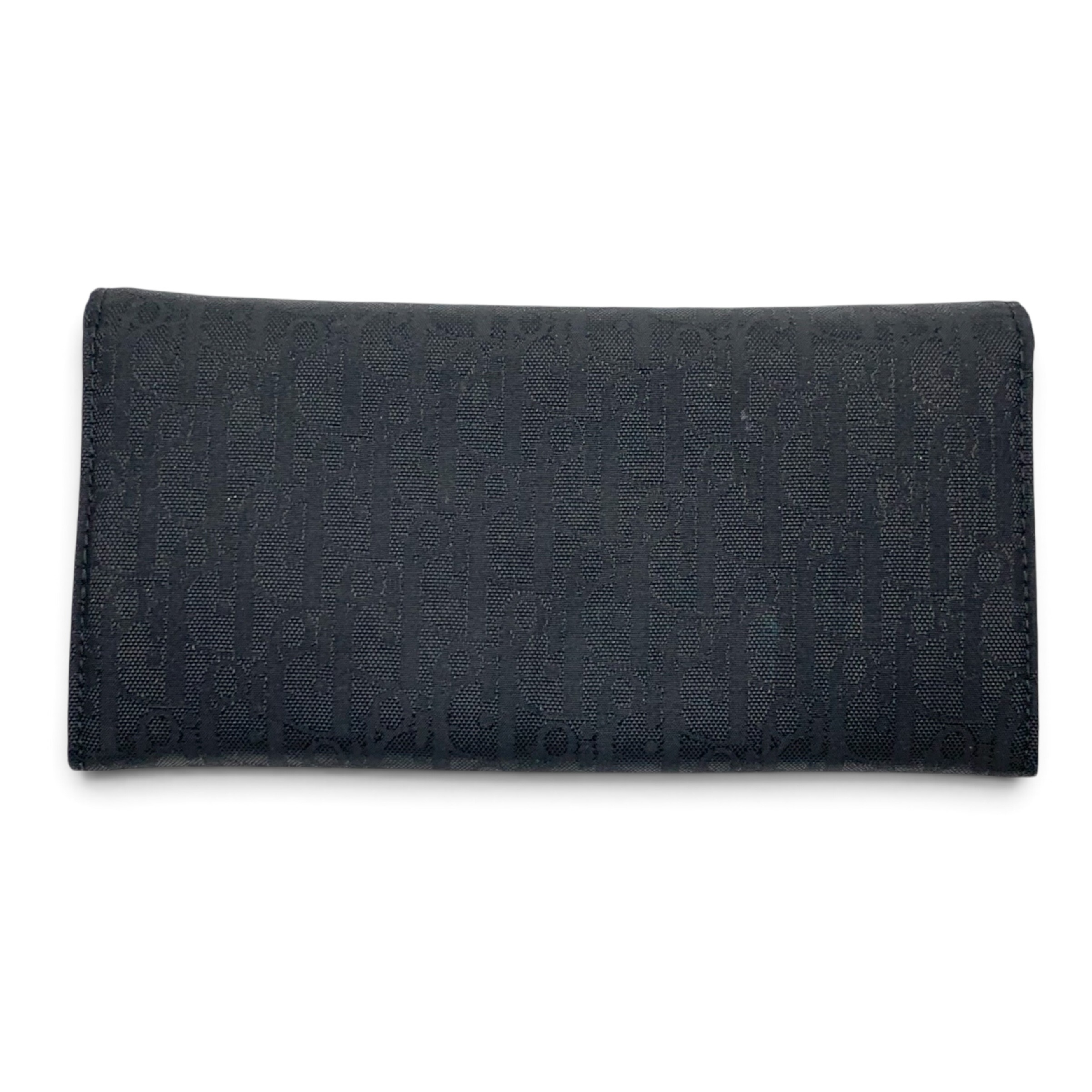 Christian Canvas Logo Plate Long Wallet, Black, with Box — view 2