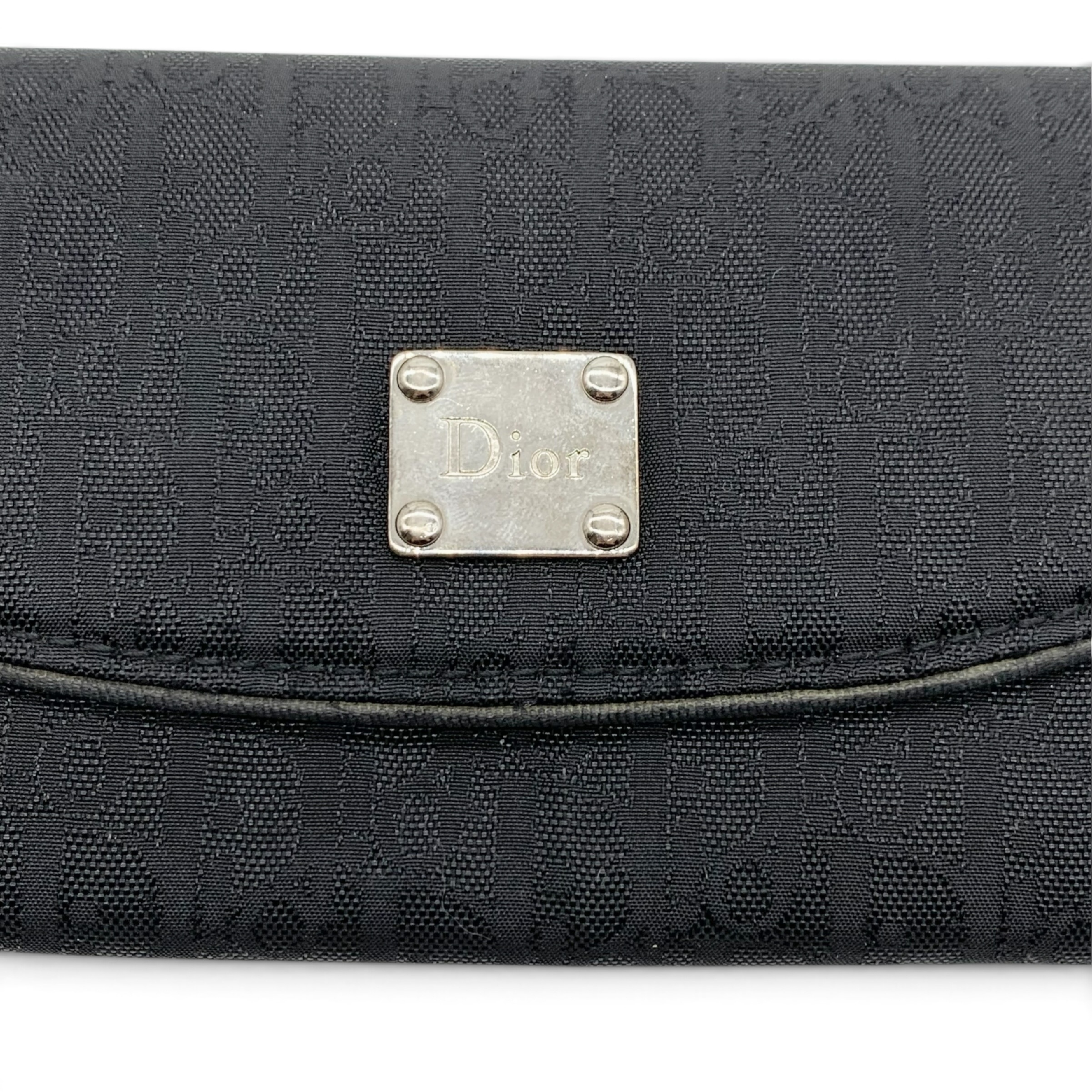 Christian Canvas Logo Plate Long Wallet, Black, with Box — view 10
