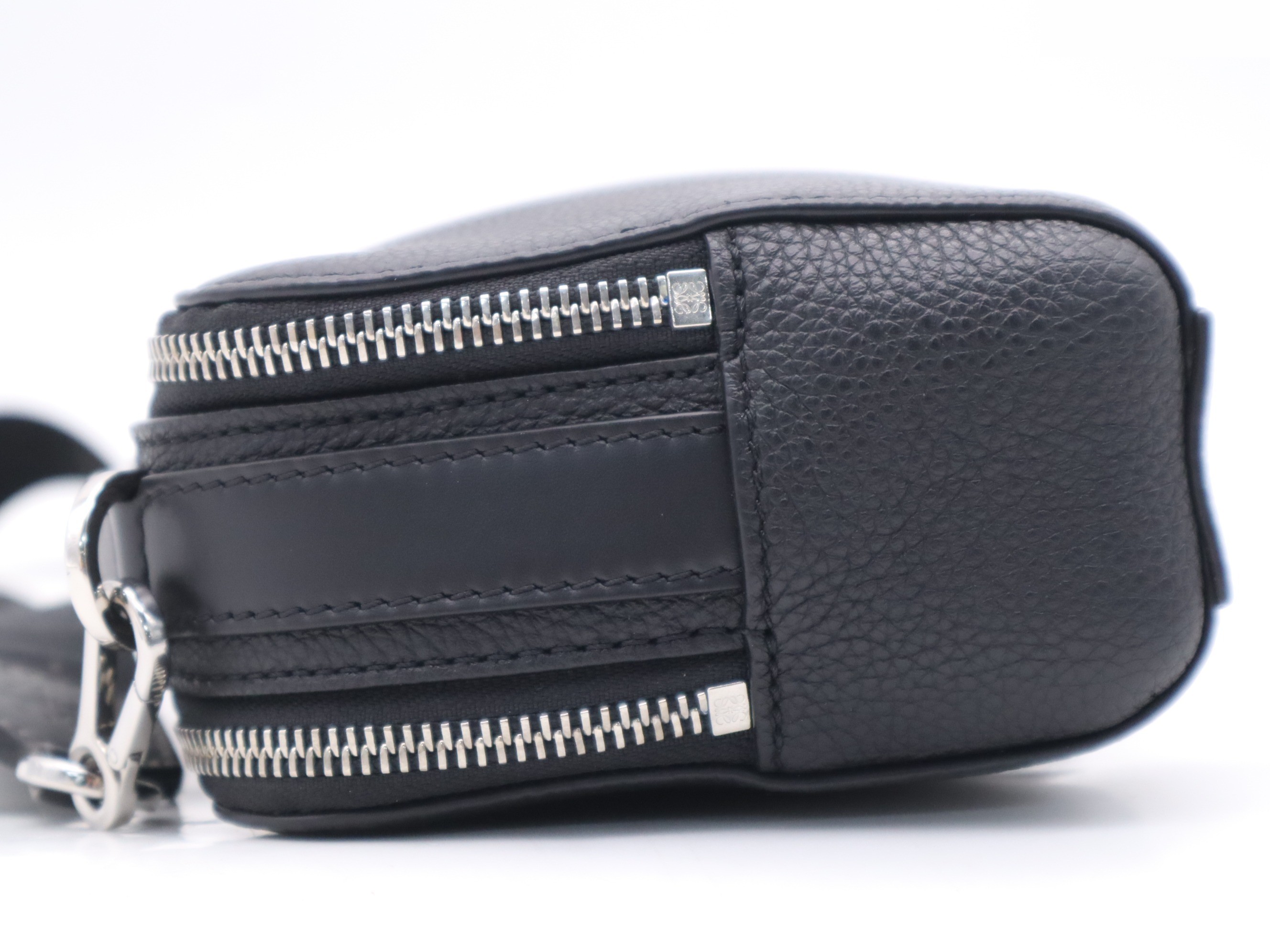 Soft Grain Calf Leather 2-Way Camera Bag, Black, with Shoulder Strap — view 3