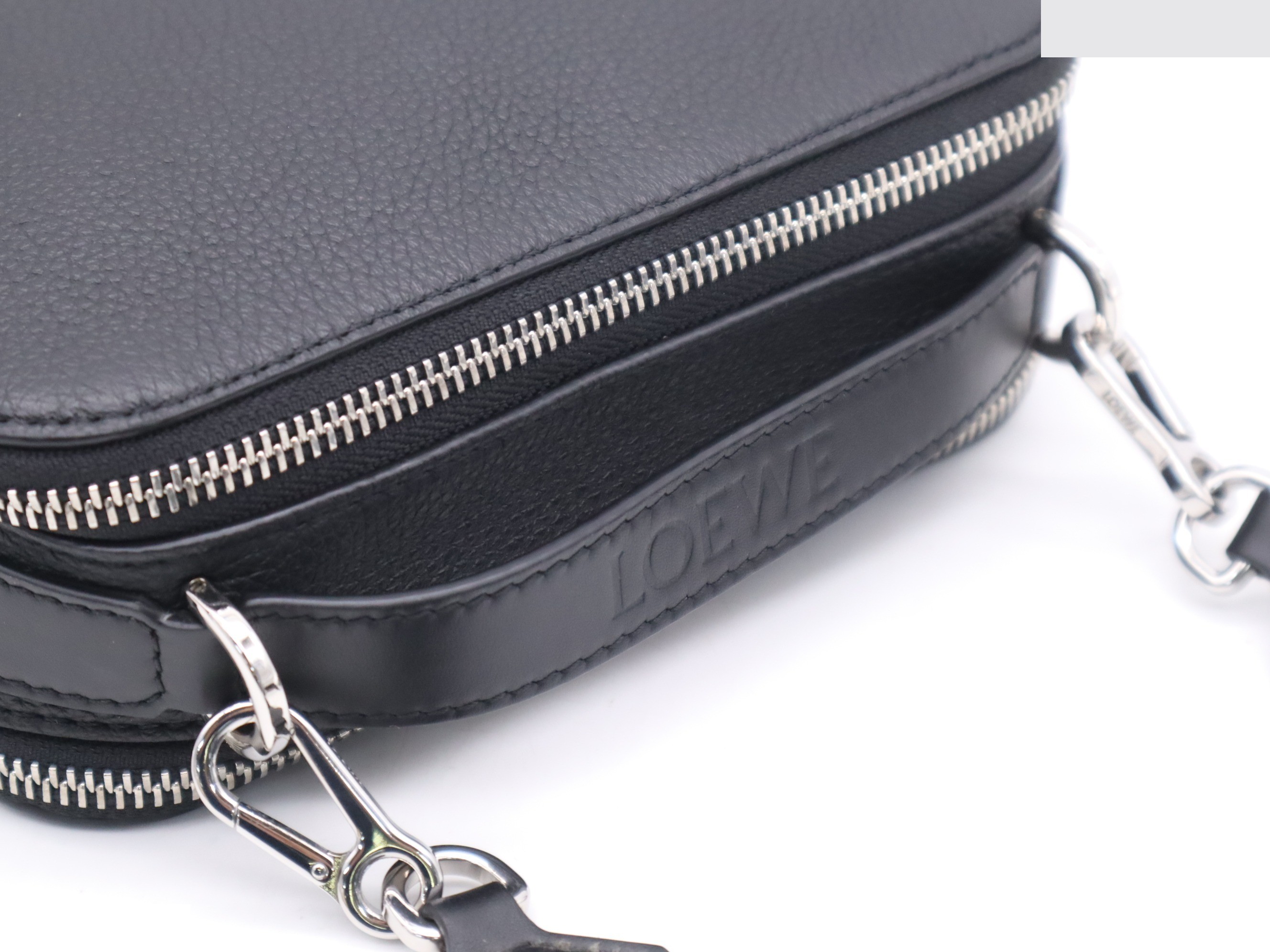Soft Grain Calf Leather 2-Way Camera Bag, Black, with Shoulder Strap — view 6