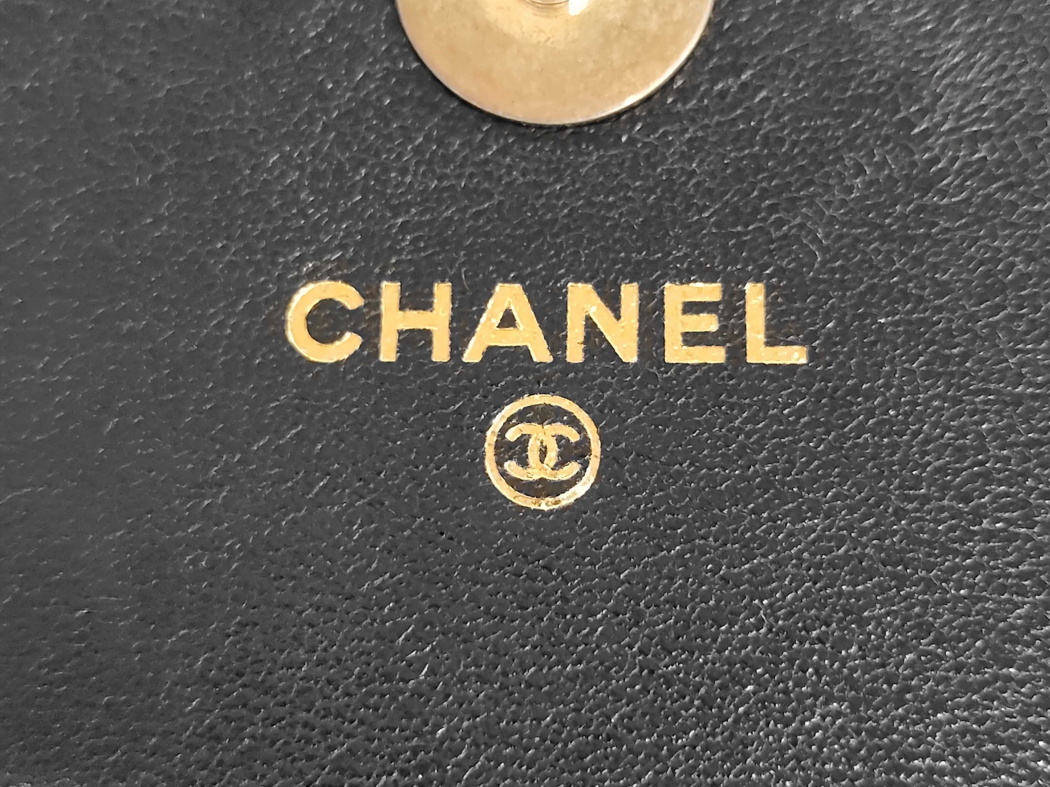 Matelassé Chain Wallet, Black Lambskin, Camellia Charm, Gold Hardware, Shoulder Bag — view 12