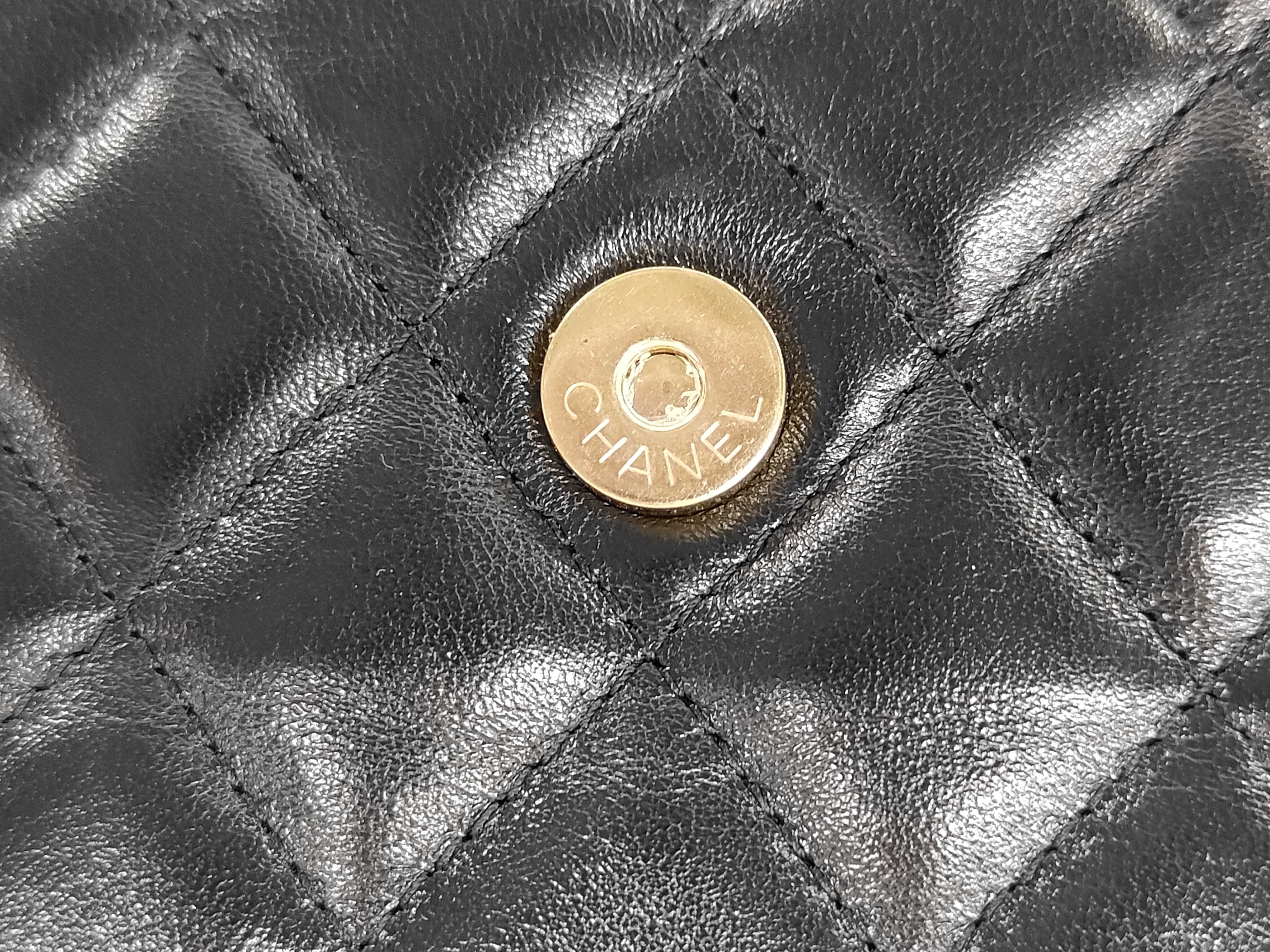 Matelassé Chain Wallet, Black Lambskin, Camellia Charm, Gold Hardware, Shoulder Bag — view 14