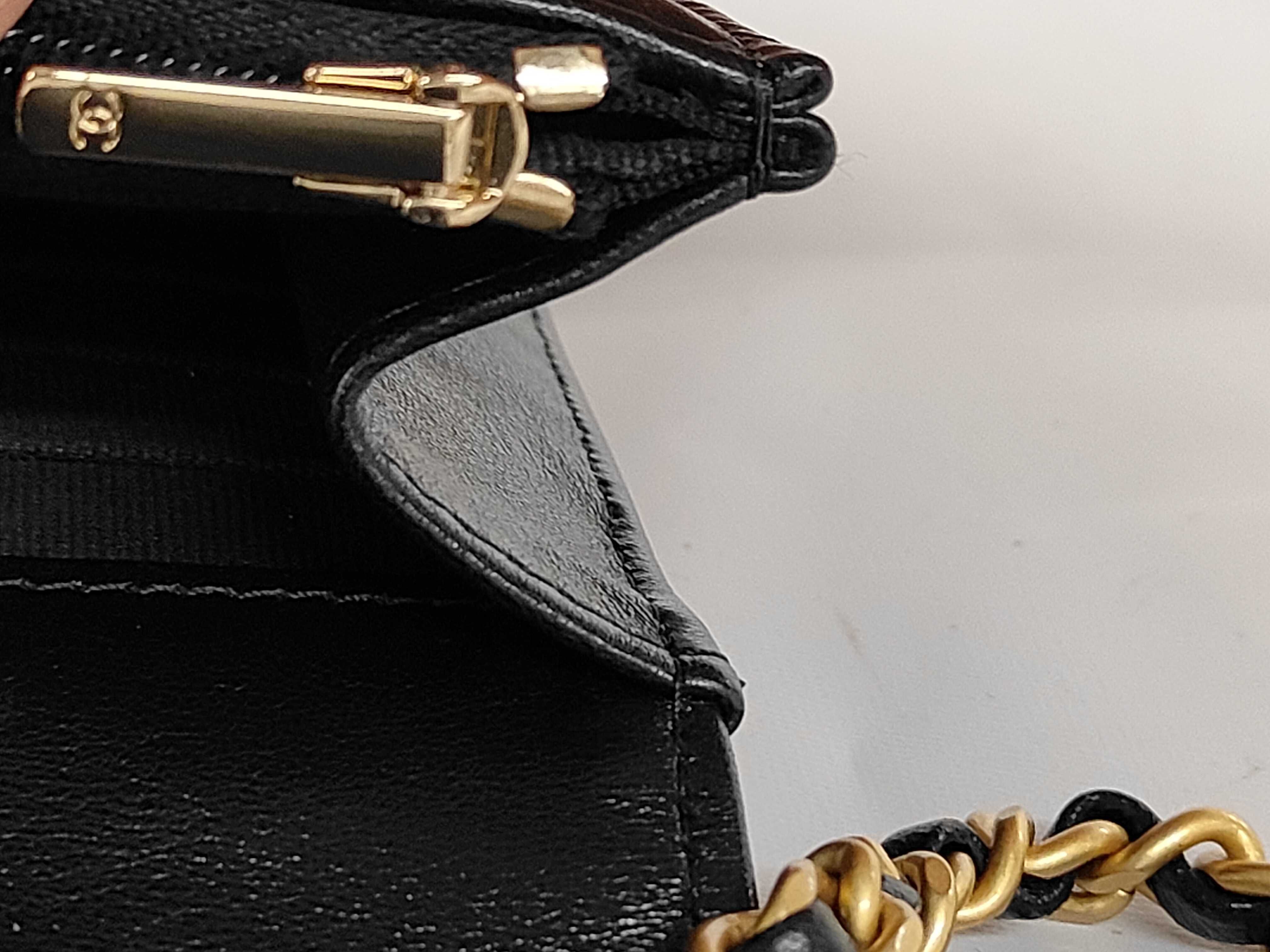 Matelassé Chain Wallet, Black Lambskin, Camellia Charm, Gold Hardware, Shoulder Bag — view 9