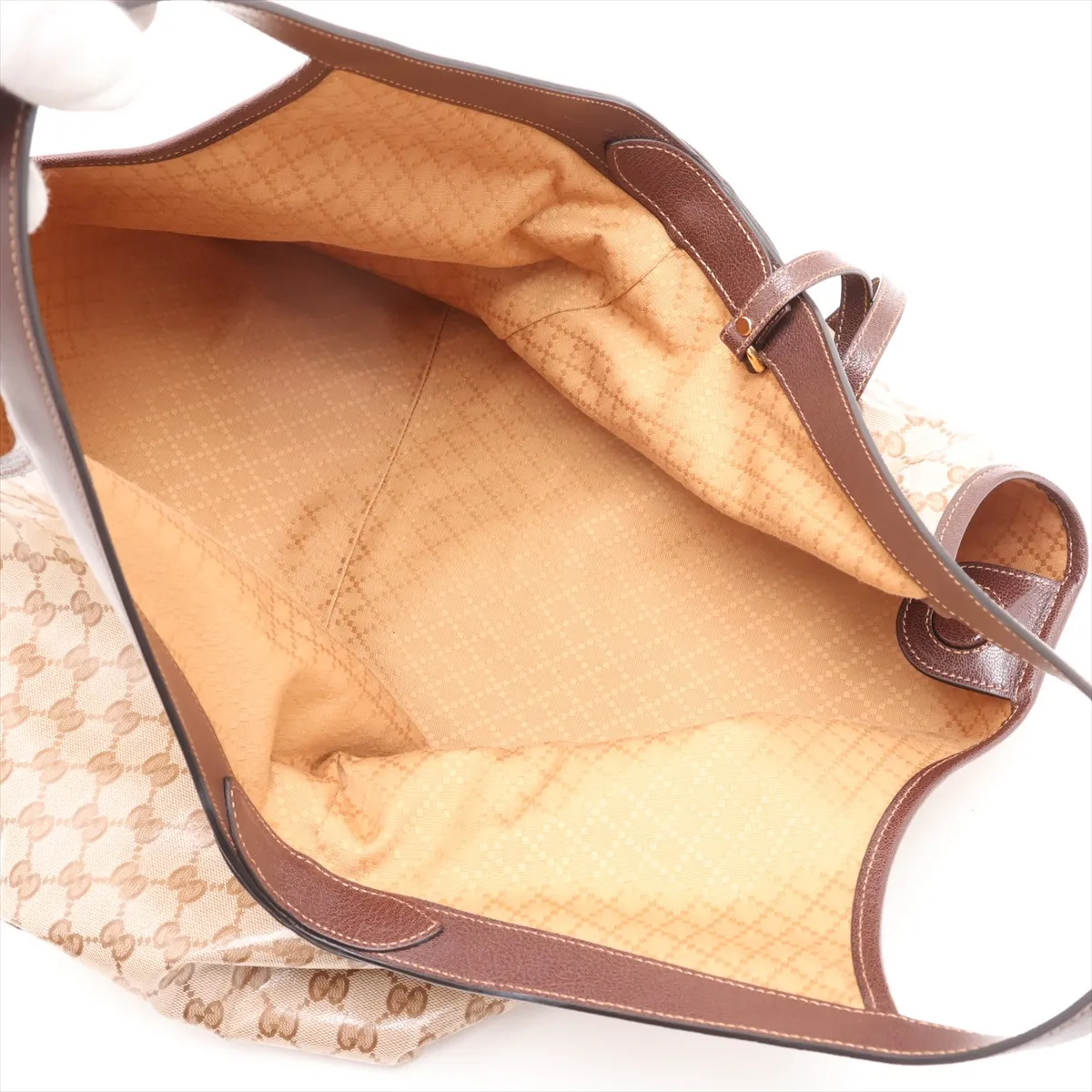 GG Crystal Giglio Large Coated Canvas and Leather Tote Bag, Brown, 853971 — view 7