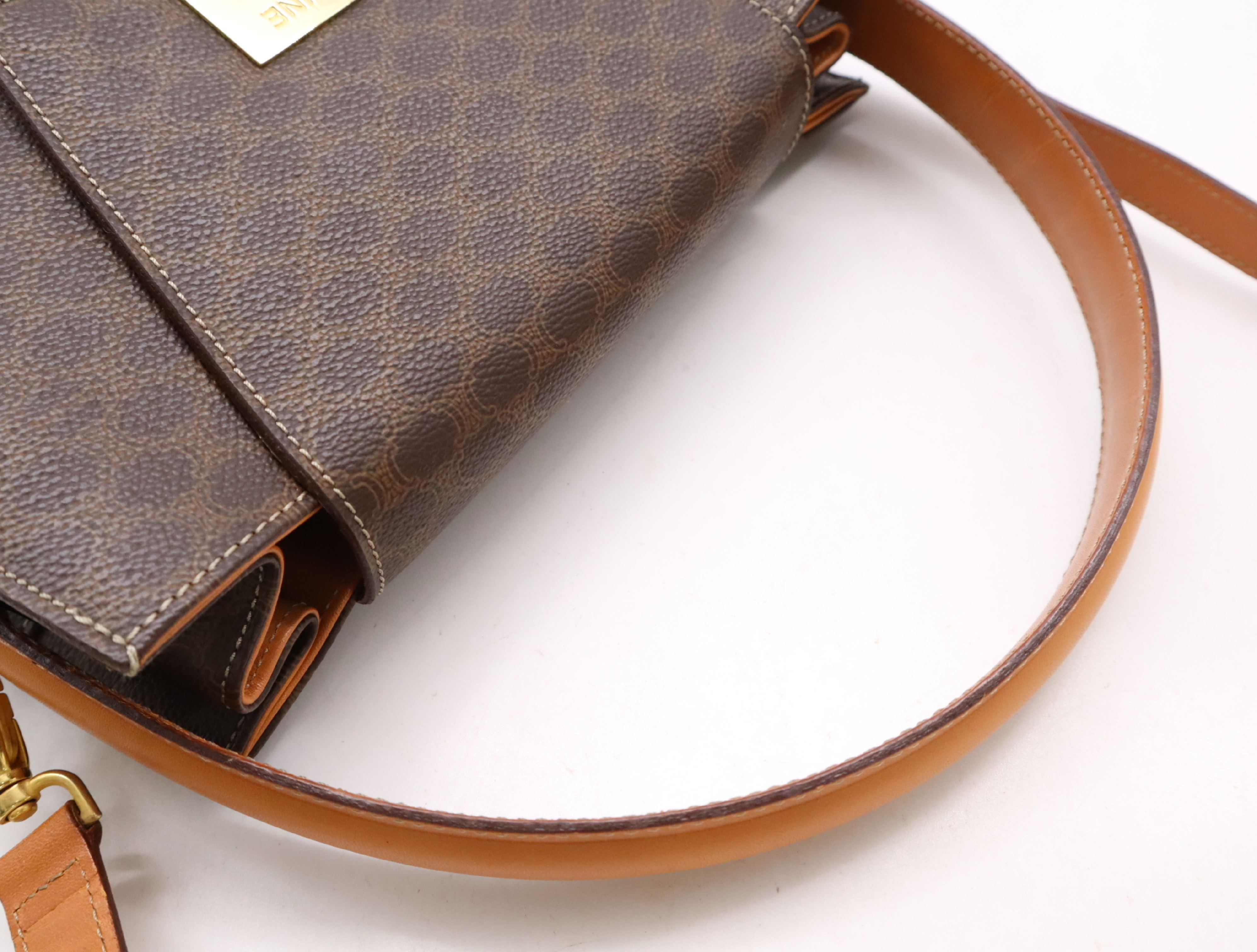 PVC Leather Macadam 2way Handbag Brown GD Hardware with Shoulder Strap Handbag — view 13