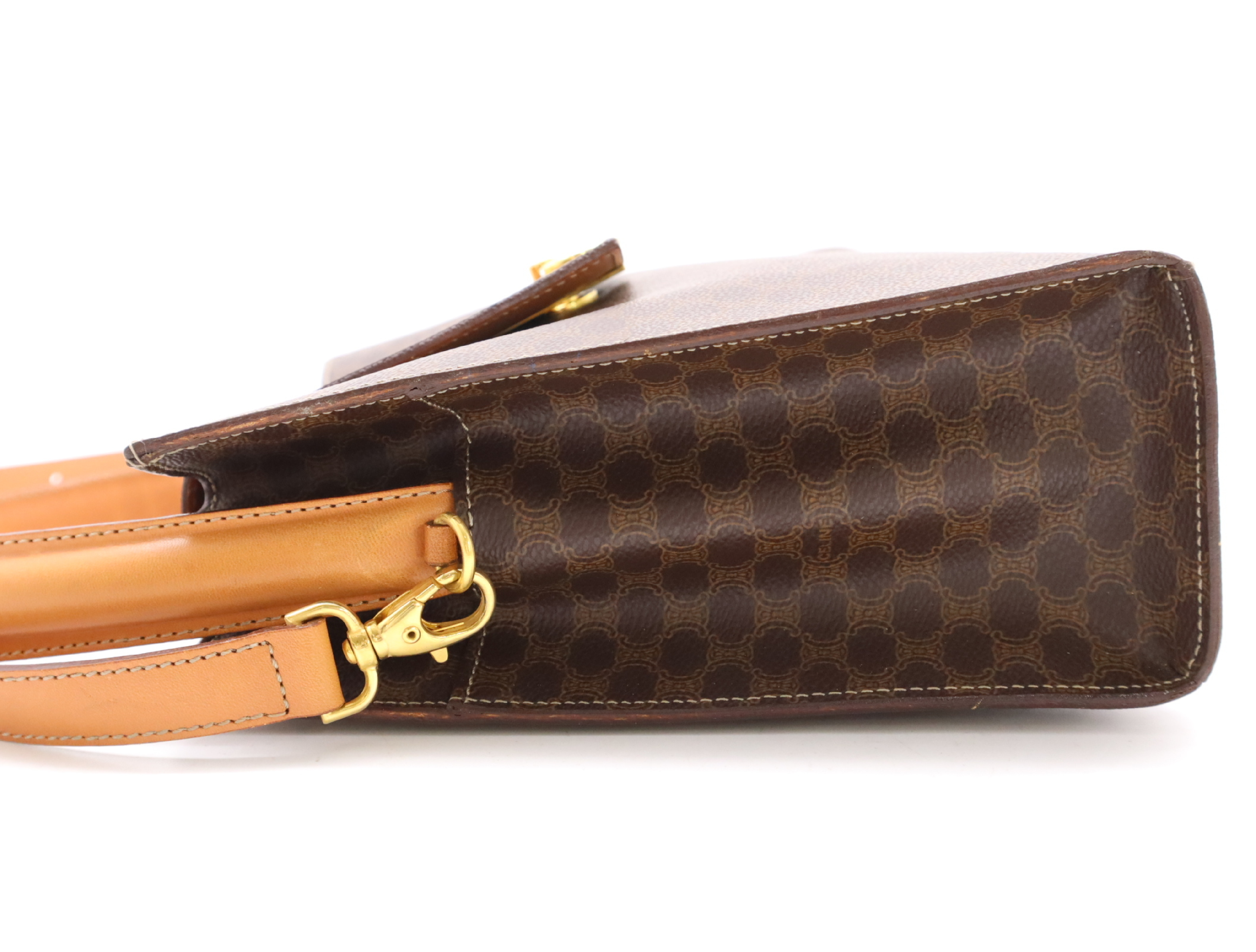PVC Leather Macadam 2way Handbag Brown GD Hardware with Shoulder Strap Handbag — view 3