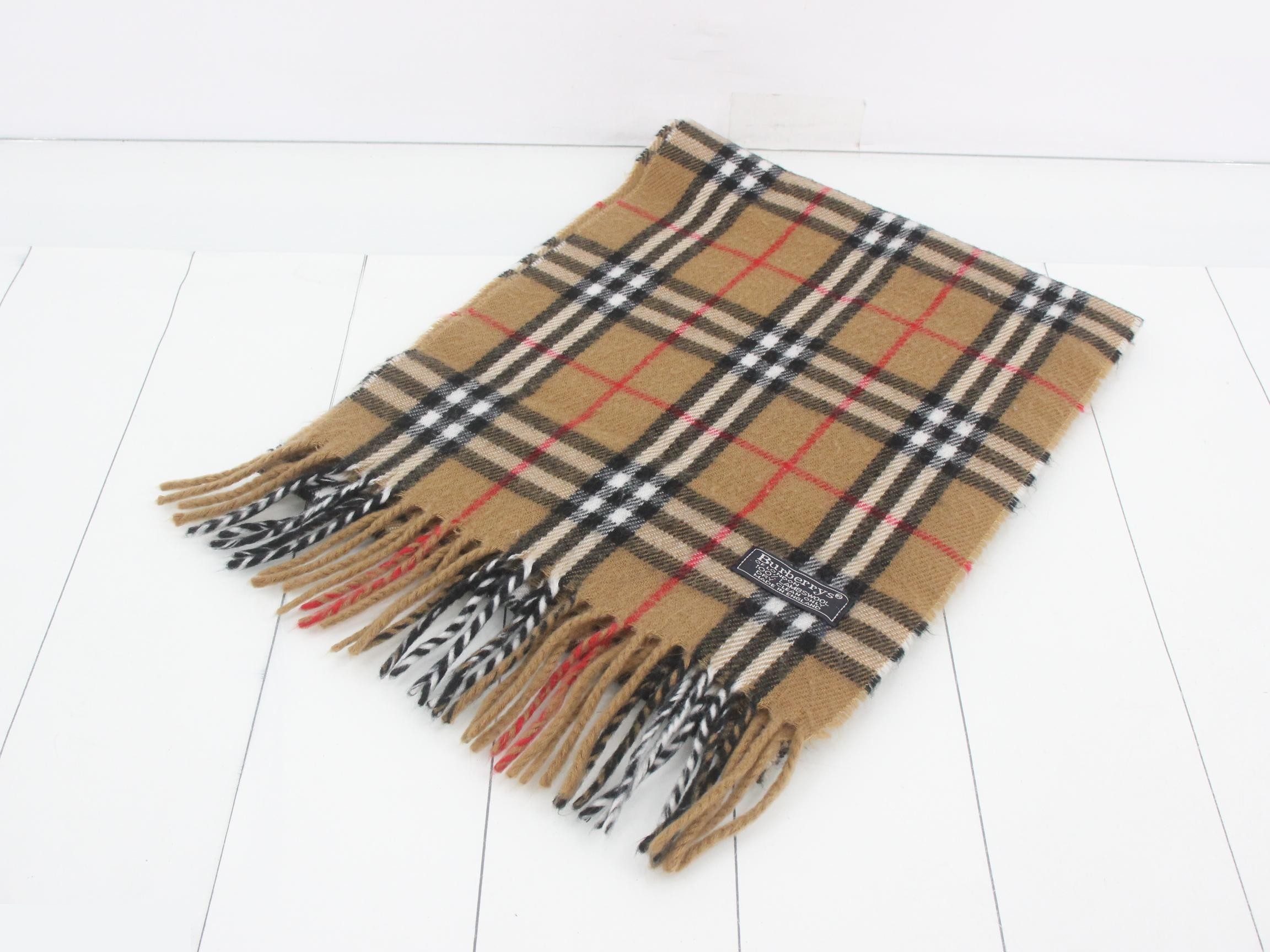 Tag attached, 100% cashmere check scarf