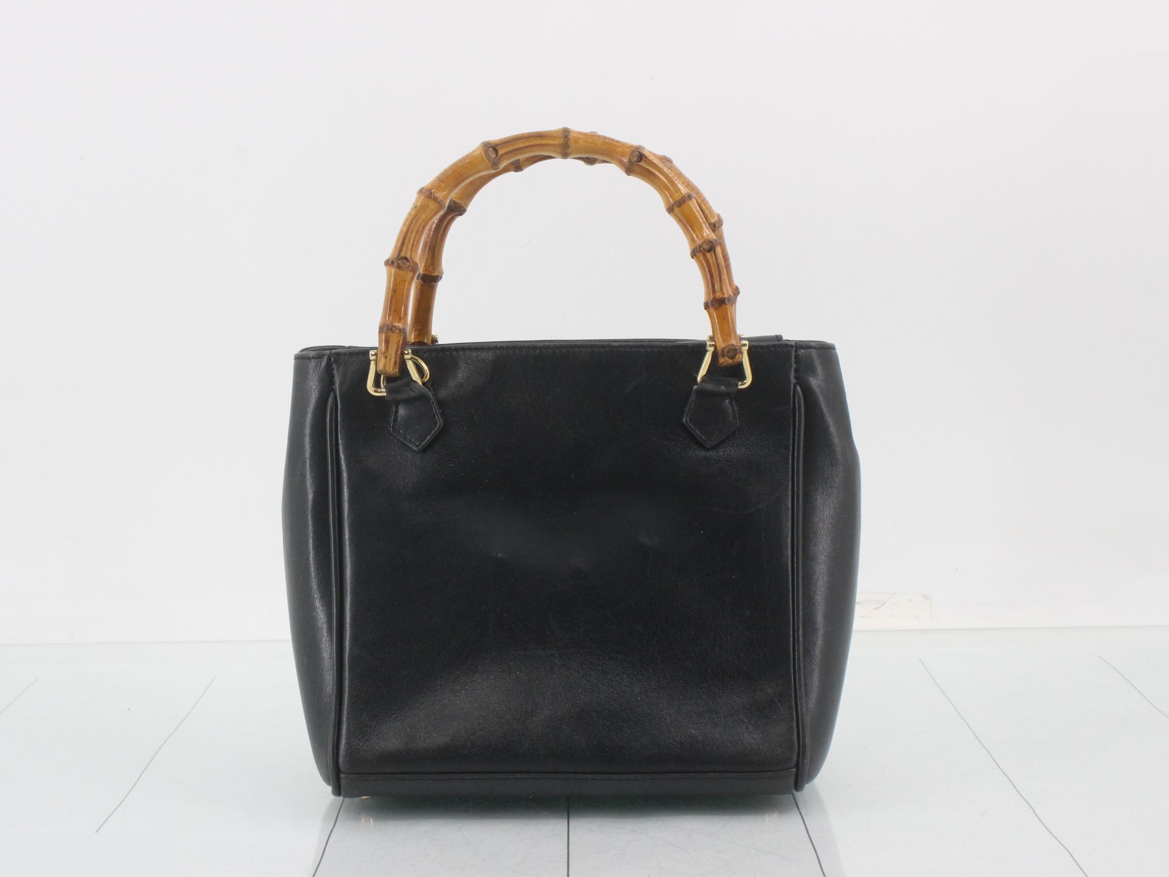 Bamboo handbag, black — view 2