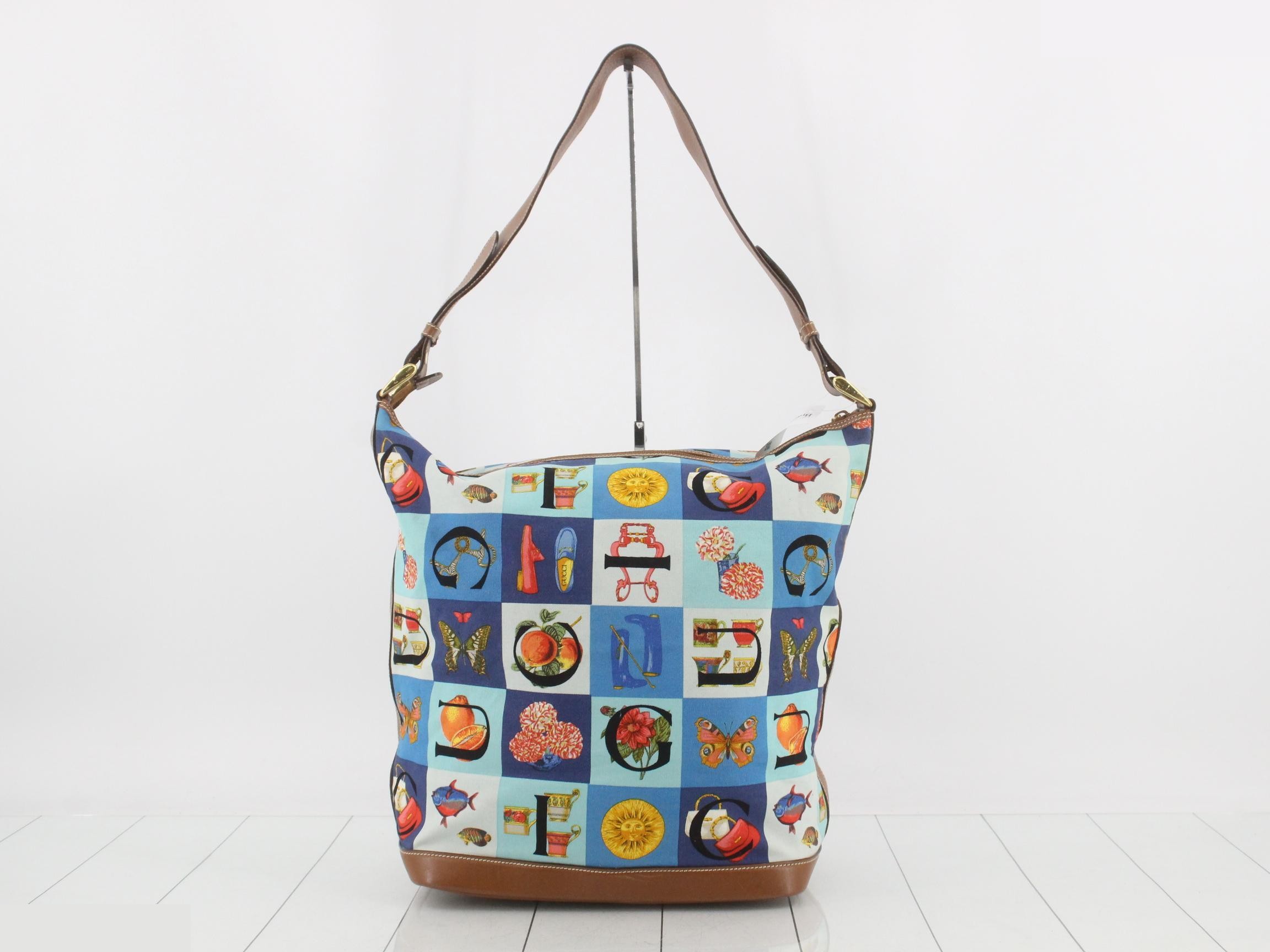 Canvas and leather combination shoulder bag — view 2