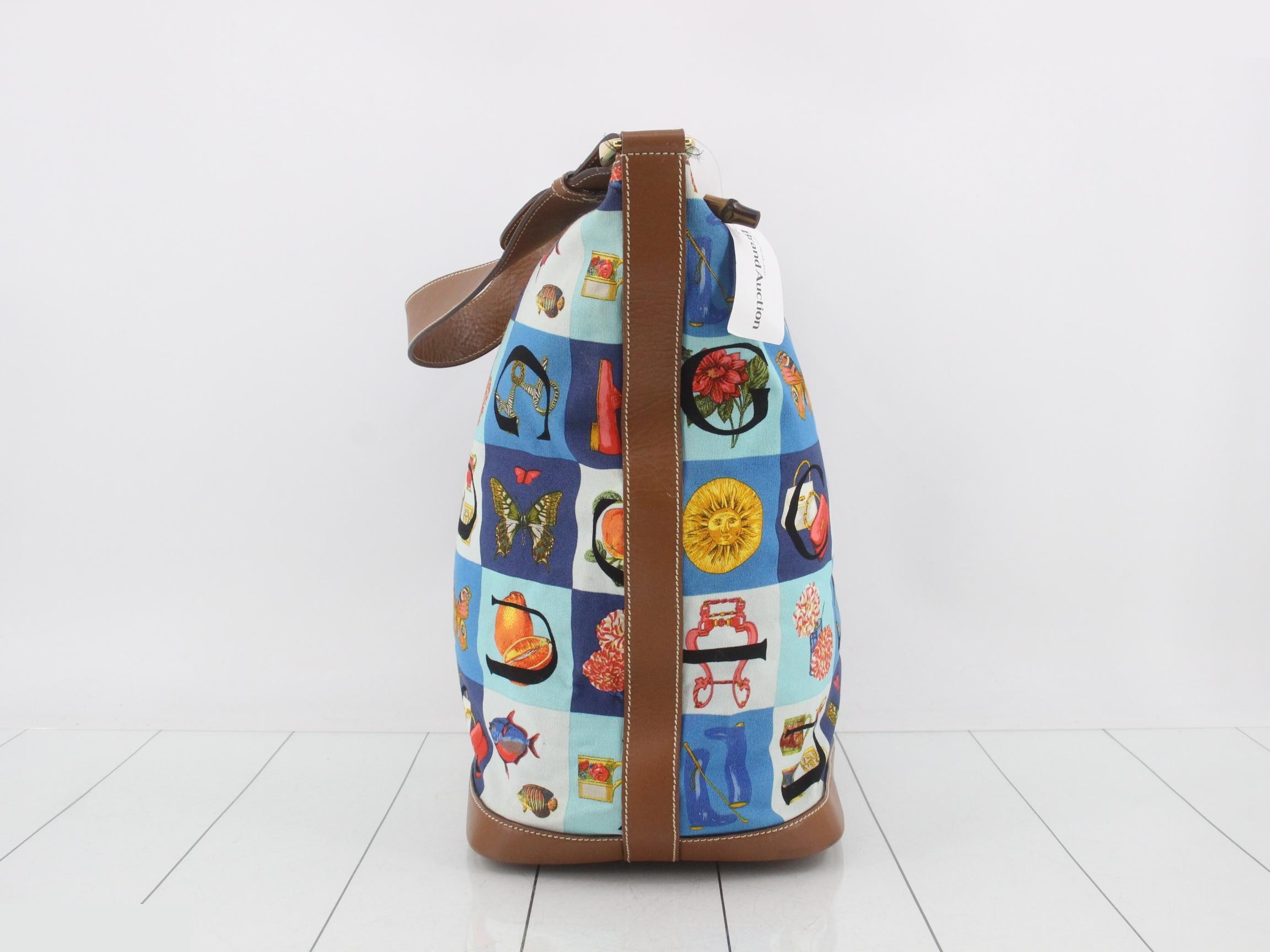 Canvas and leather combination shoulder bag — view 4