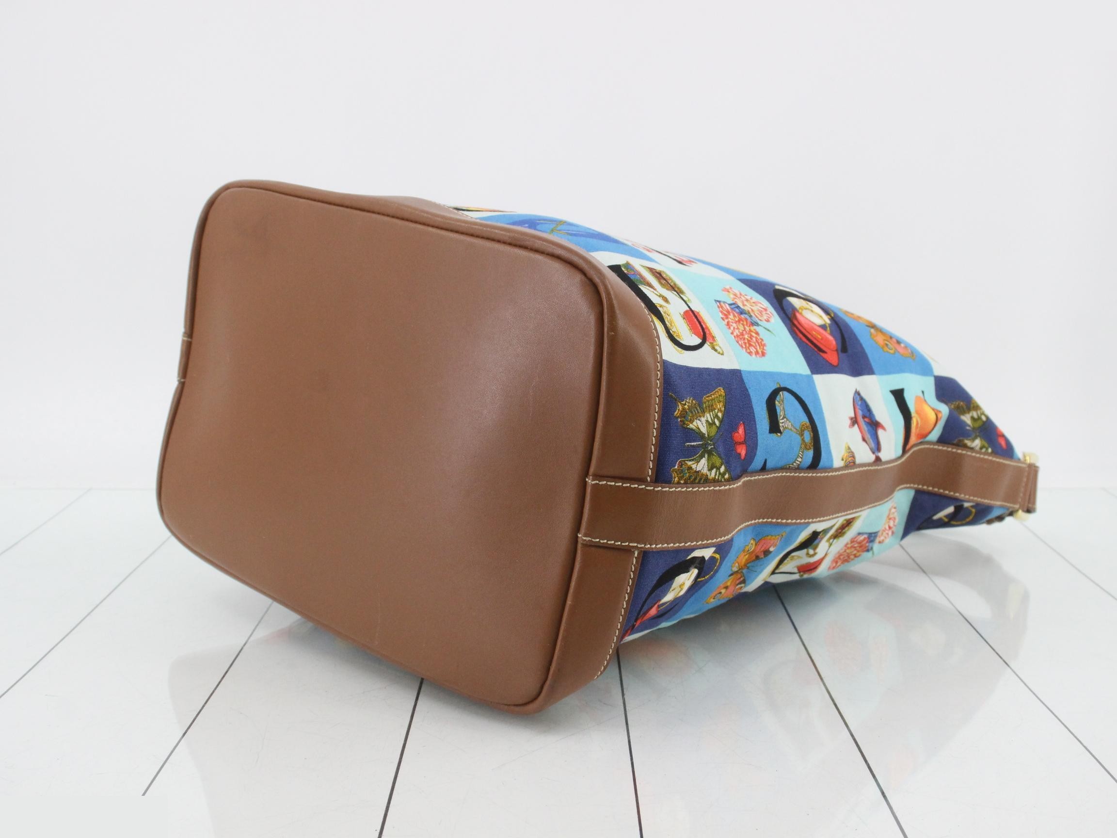 Canvas and leather combination shoulder bag — view 6