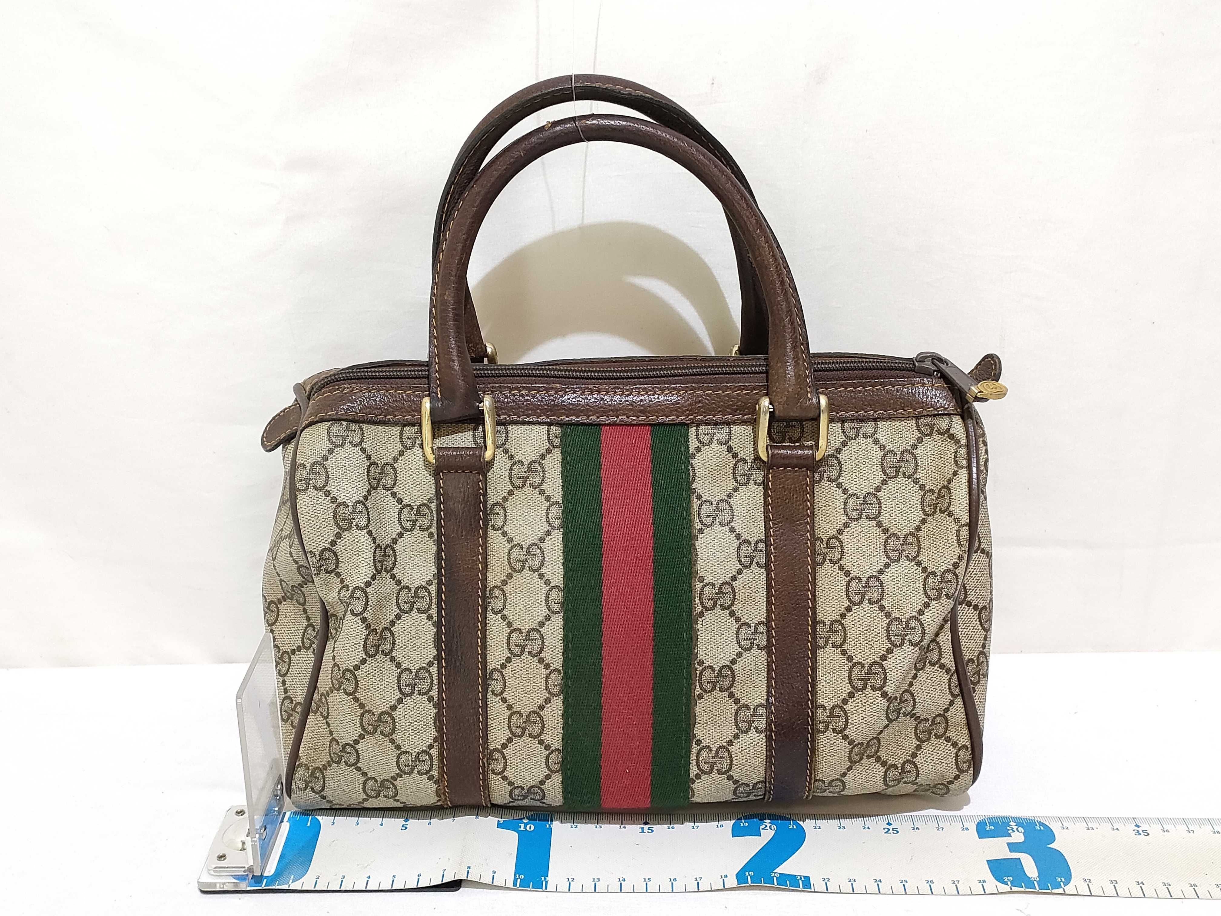 GG Supreme Gucci 24 012 3841 GG Supreme Sherry Line Mini Boston Bag PVC Leather Brown Handbag — view 2