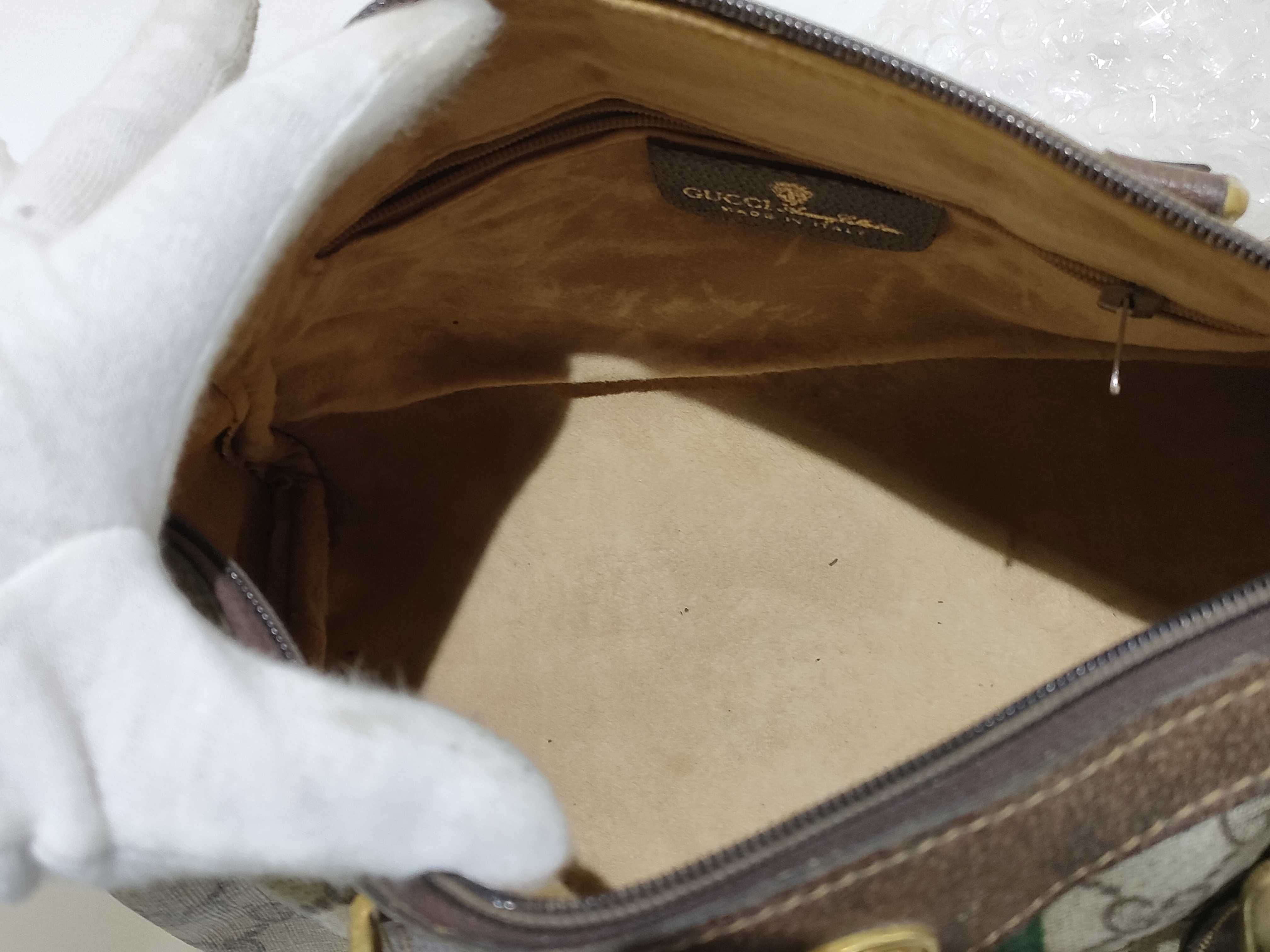 GG Supreme Gucci 24 012 3841 GG Supreme Sherry Line Mini Boston Bag PVC Leather Brown Handbag — view 9