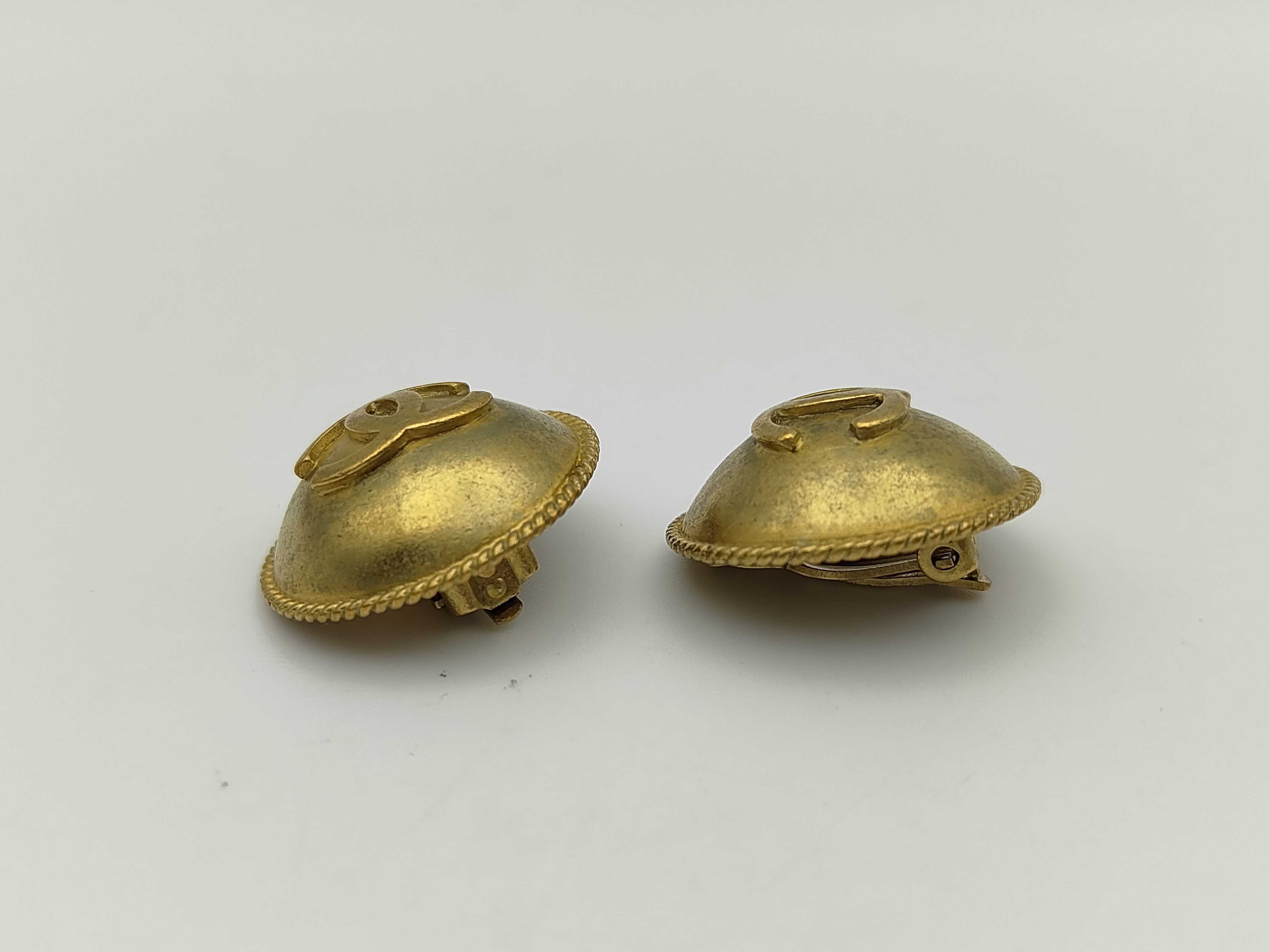 Gold Plated Vintage Coco Mark Earrings 95P — view 3