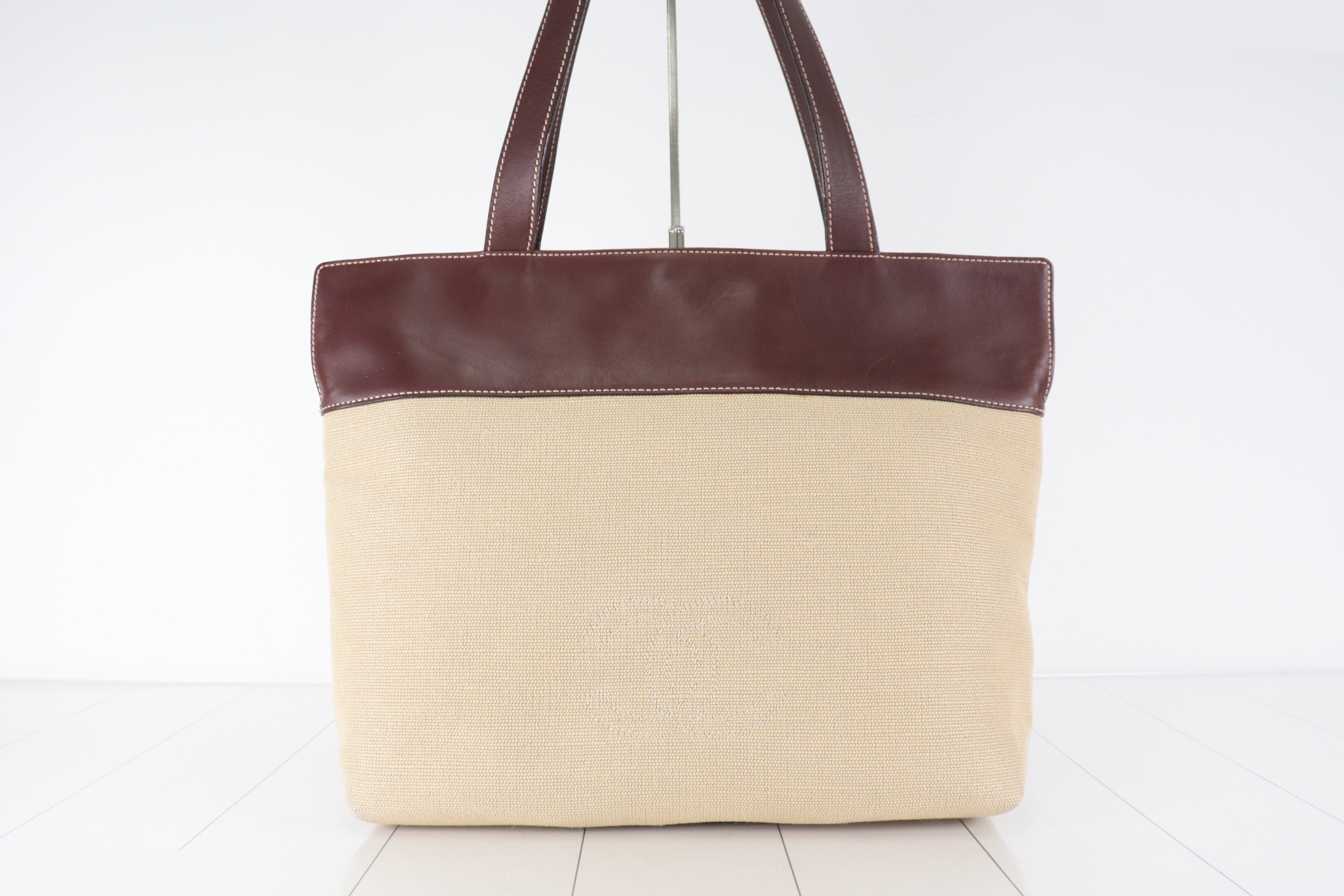 Leather x Canvas Tote Bag, Brown/Beige, Item No. 5 — view 2