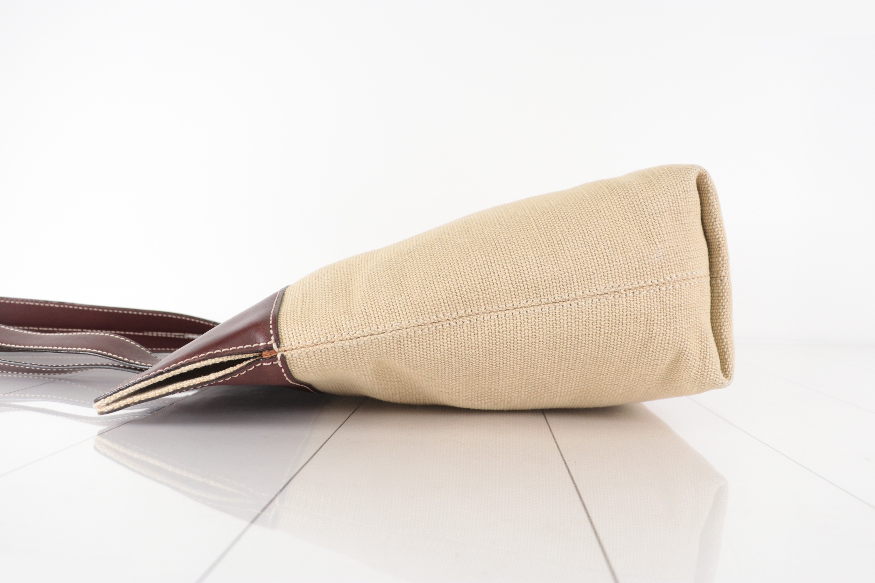 Leather x Canvas Tote Bag, Brown/Beige, Item No. 5 — view 4