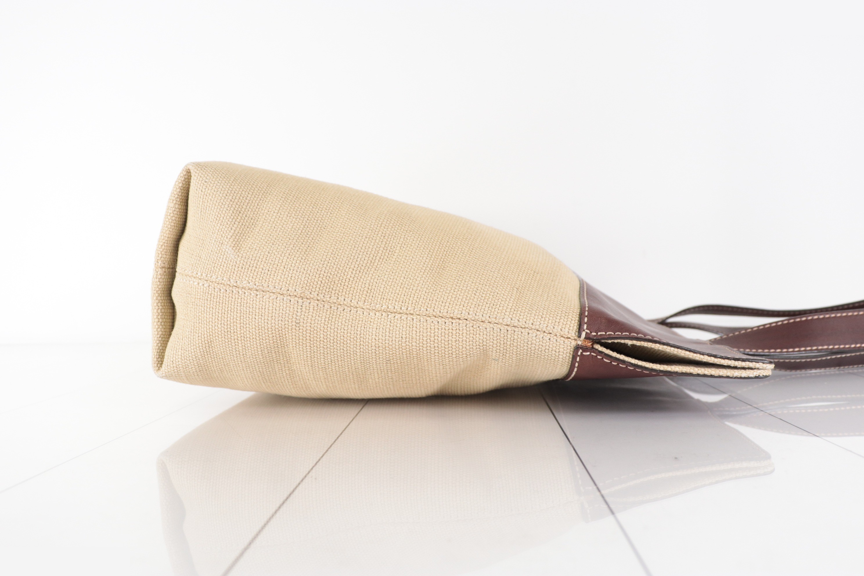 Leather x Canvas Tote Bag, Brown/Beige, Item No. 5 — view 5