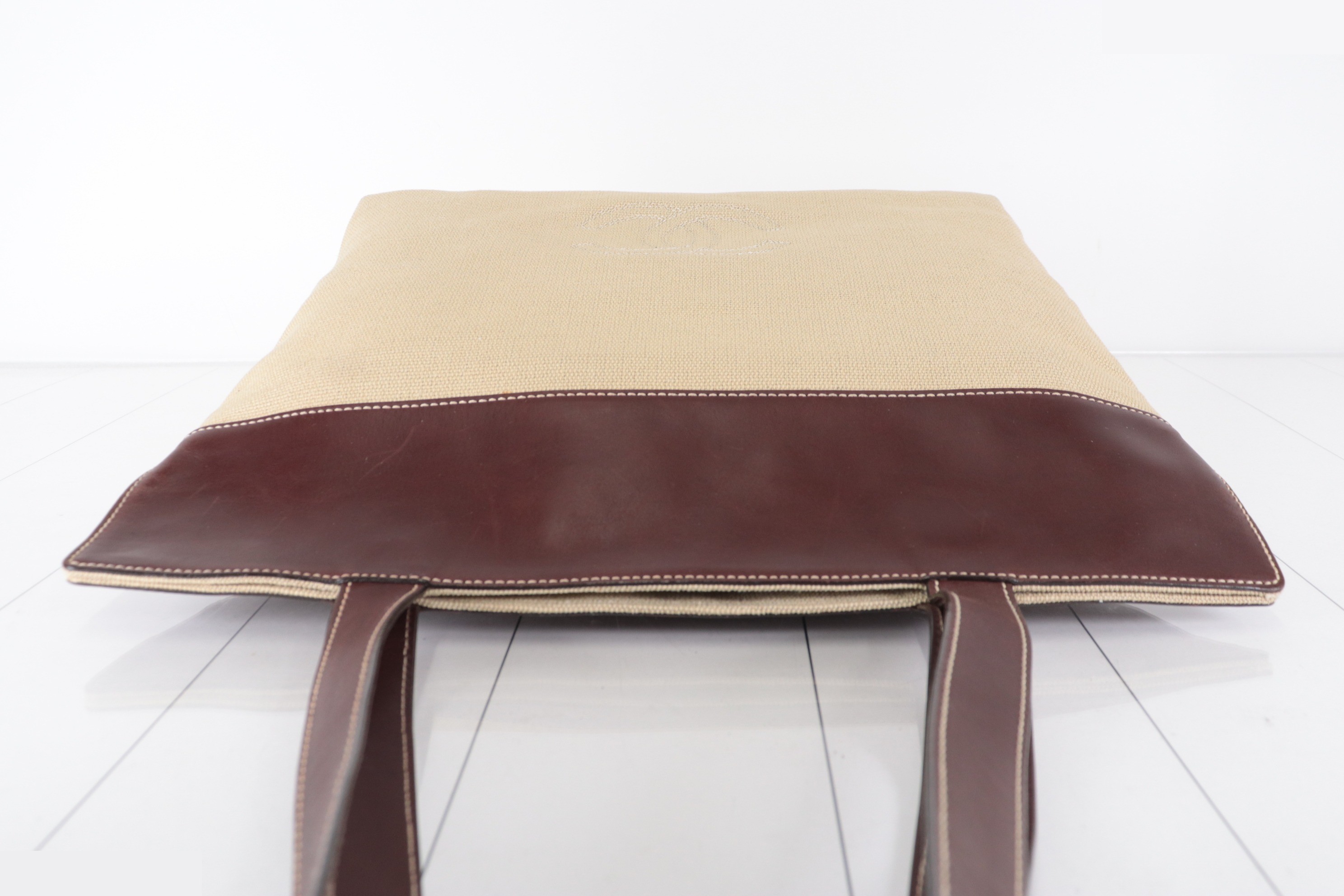 Leather x Canvas Tote Bag, Brown/Beige, Item No. 5 — view 6