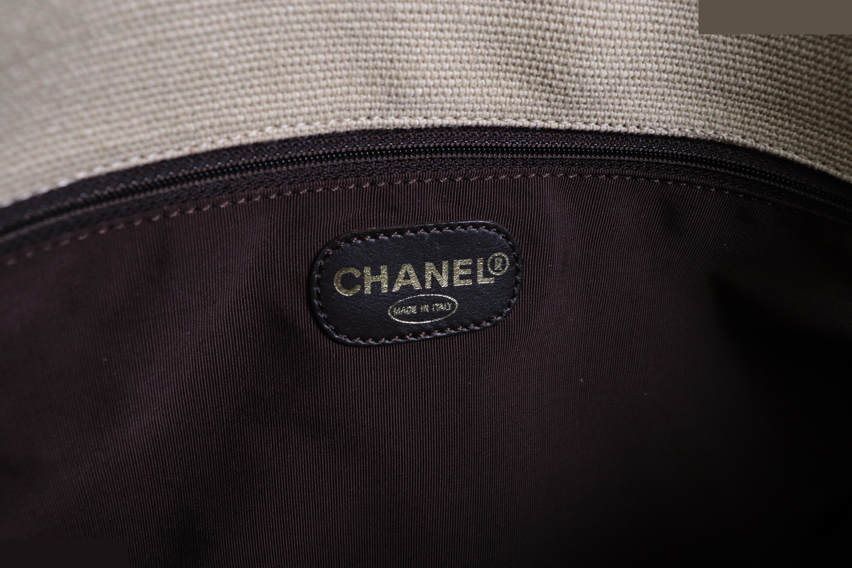 Leather x Canvas Tote Bag, Brown/Beige, Item No. 5 — view 8