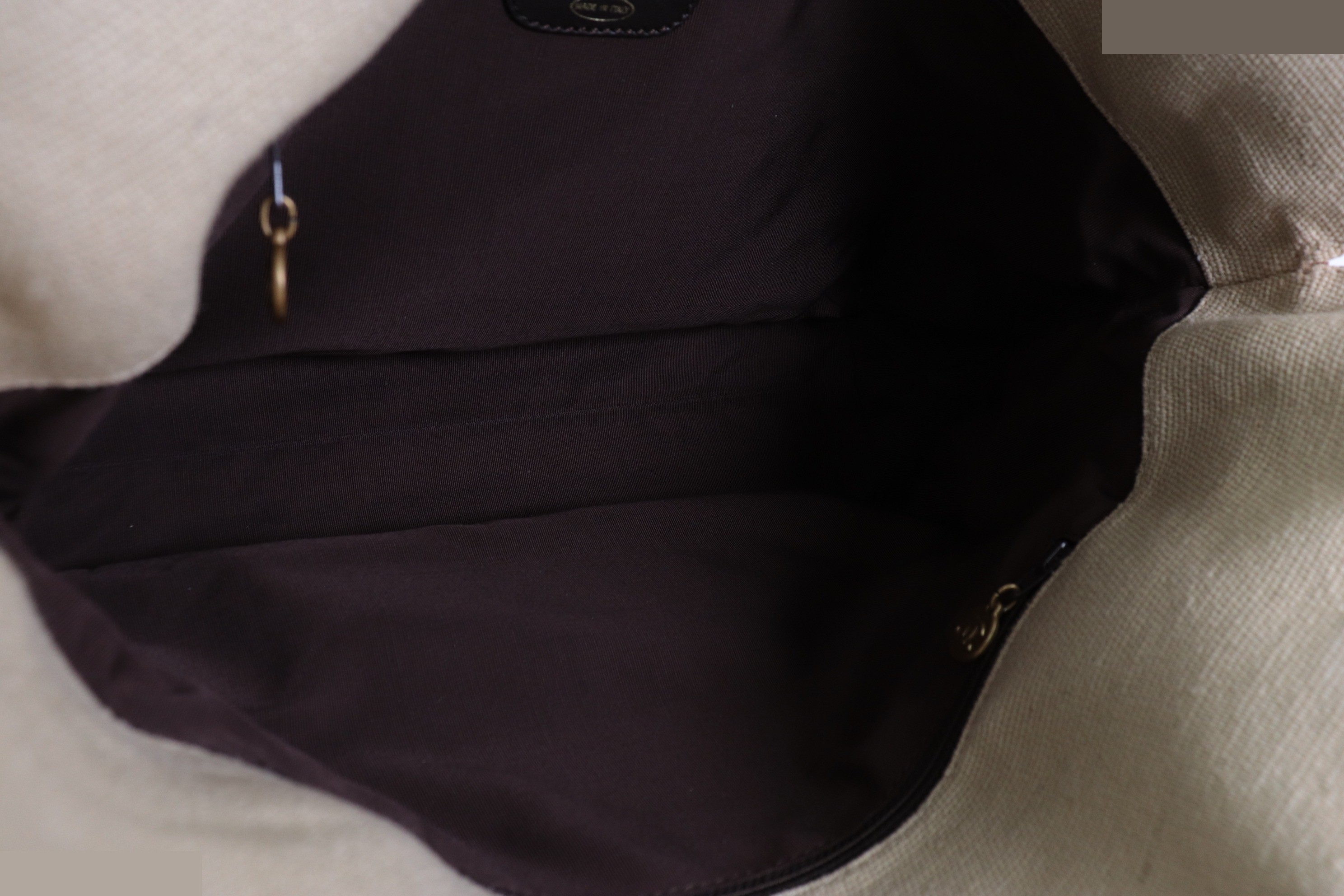Leather x Canvas Tote Bag, Brown/Beige, Item No. 5 — view 9