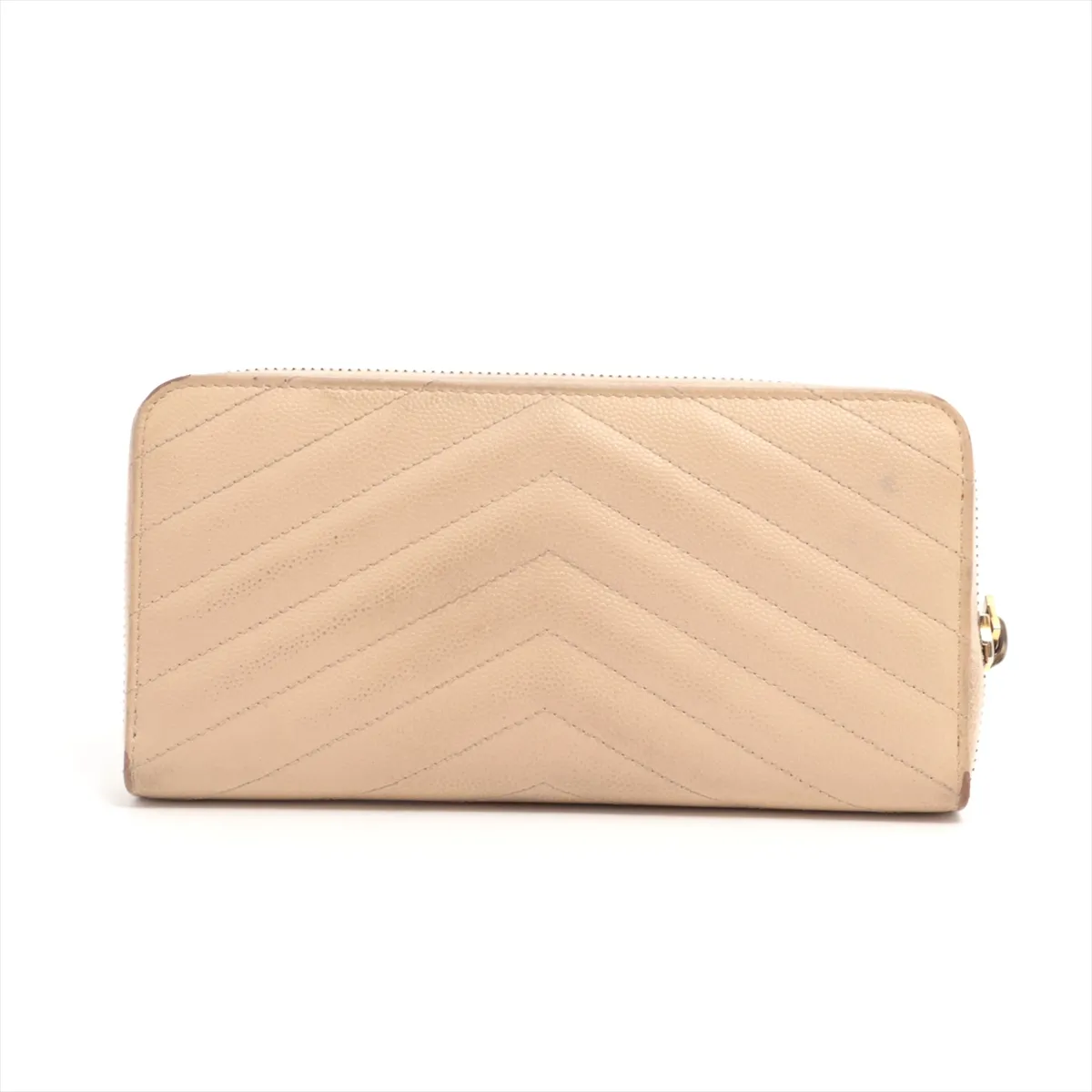 V Stitch HPP358094 Leather Round Zip Wallet Beige — view 2