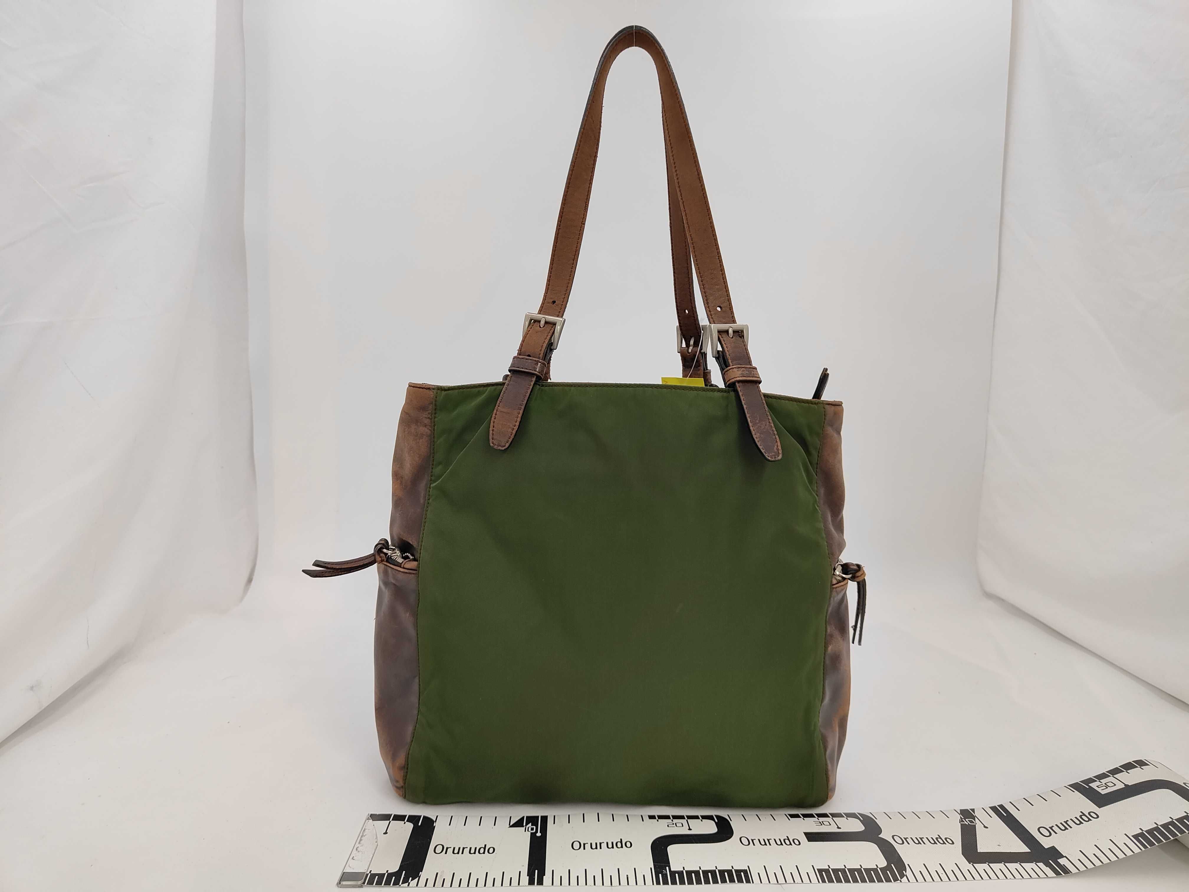 tote bag, leather and nylon combination material tote bag — view 2