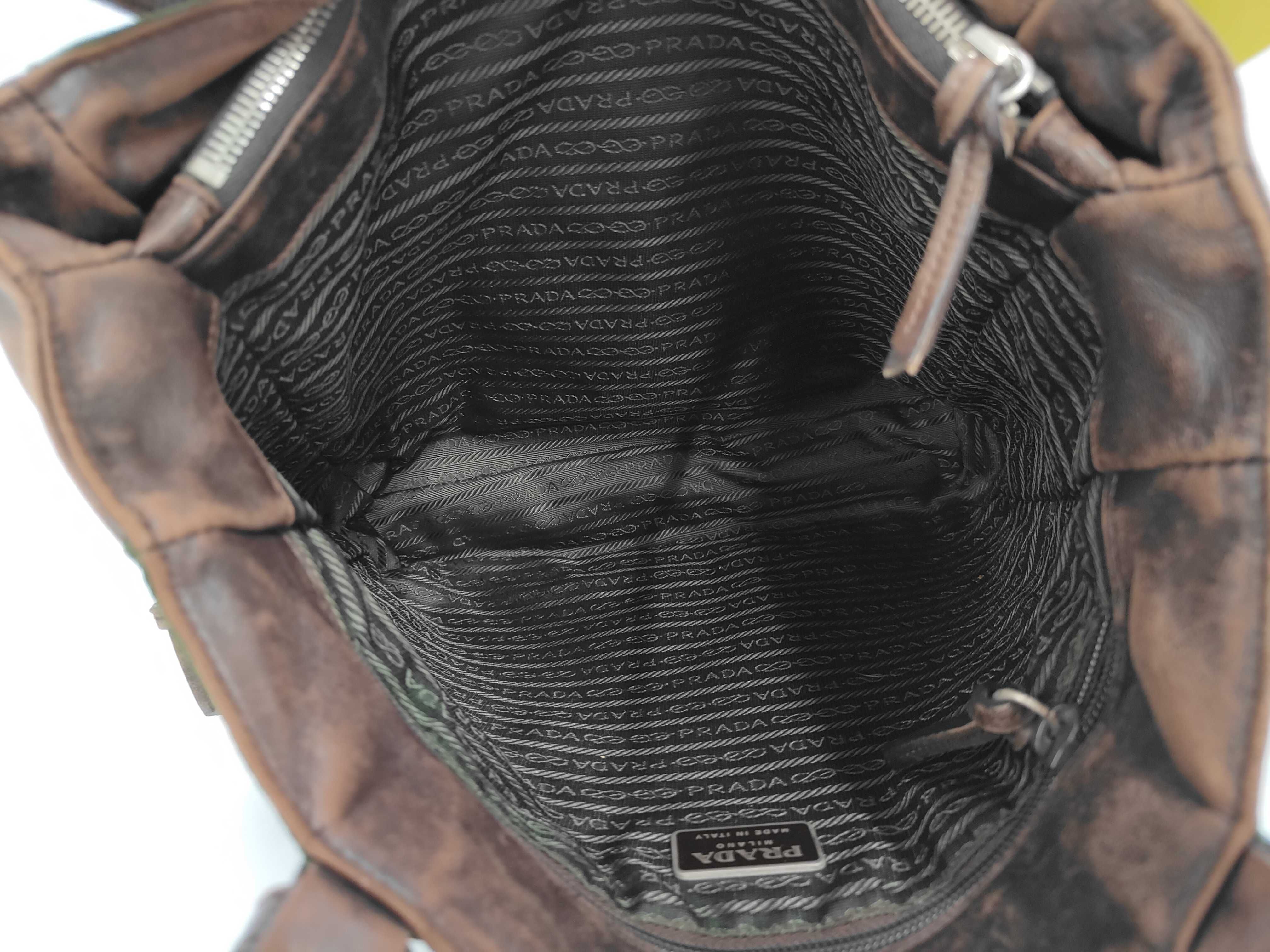 tote bag, leather and nylon combination material tote bag — view 8