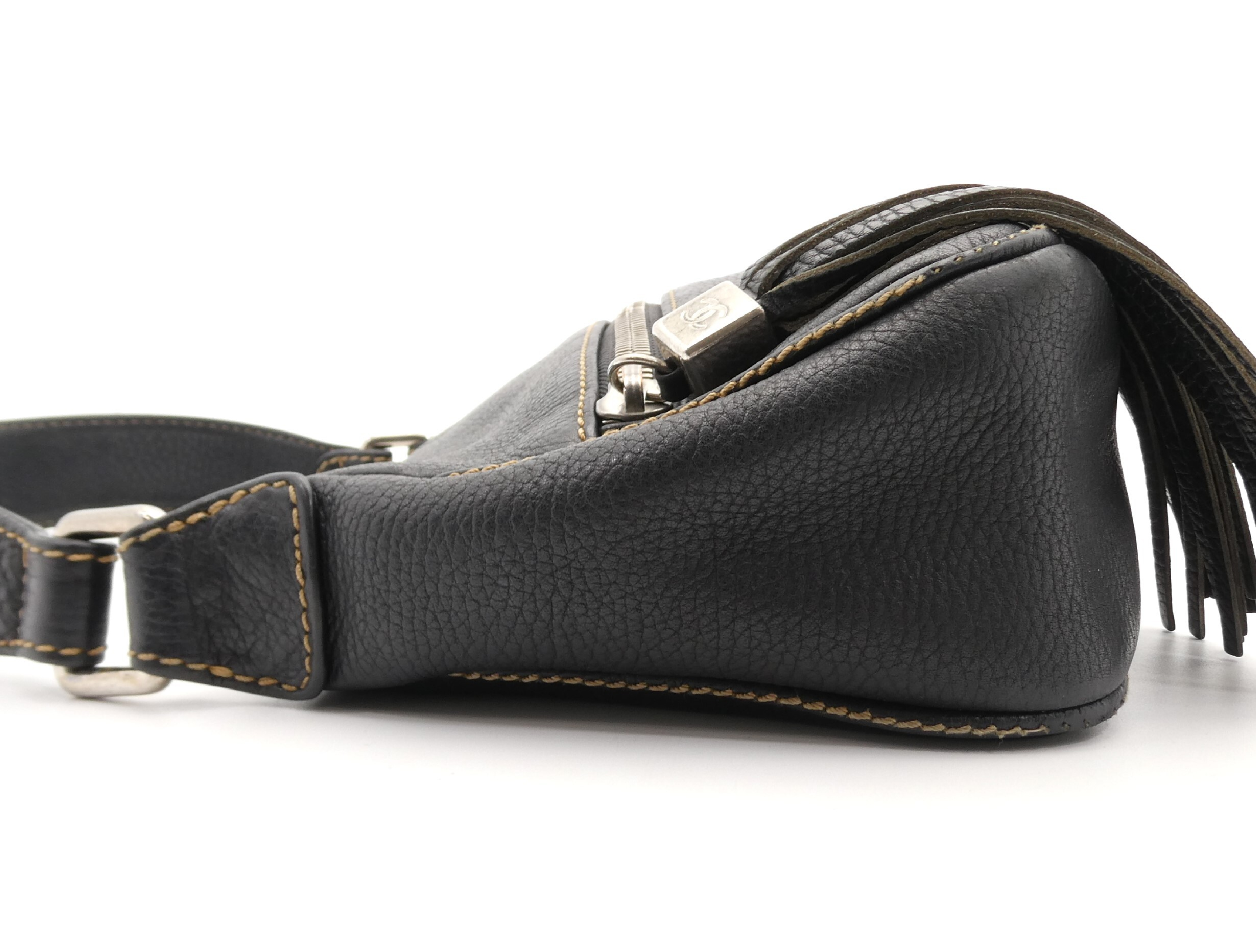 Logo Leather Fringe Shoulder Bag — view 3