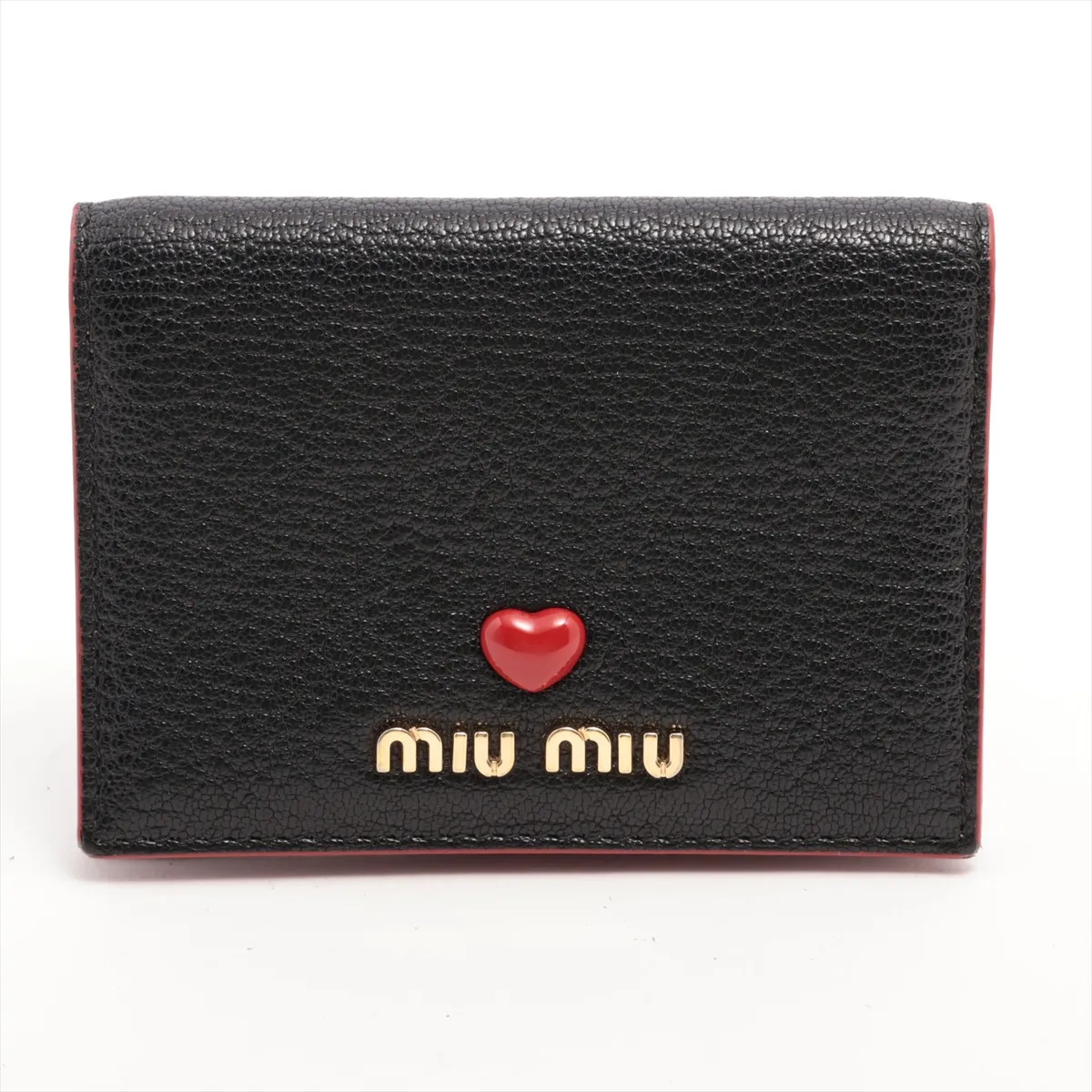 Leather Card Case, Black x Red