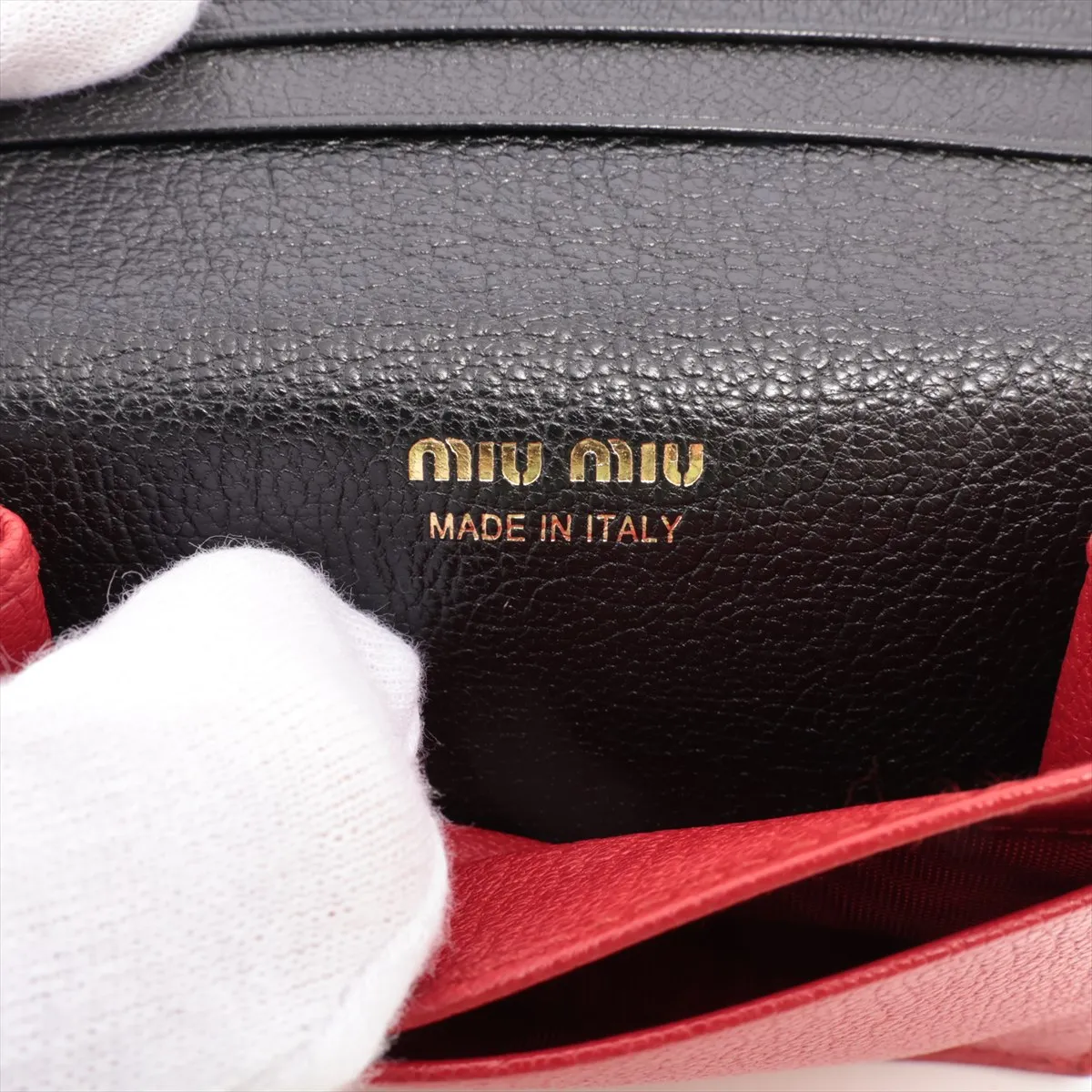 Leather Card Case, Black x Red — view 5