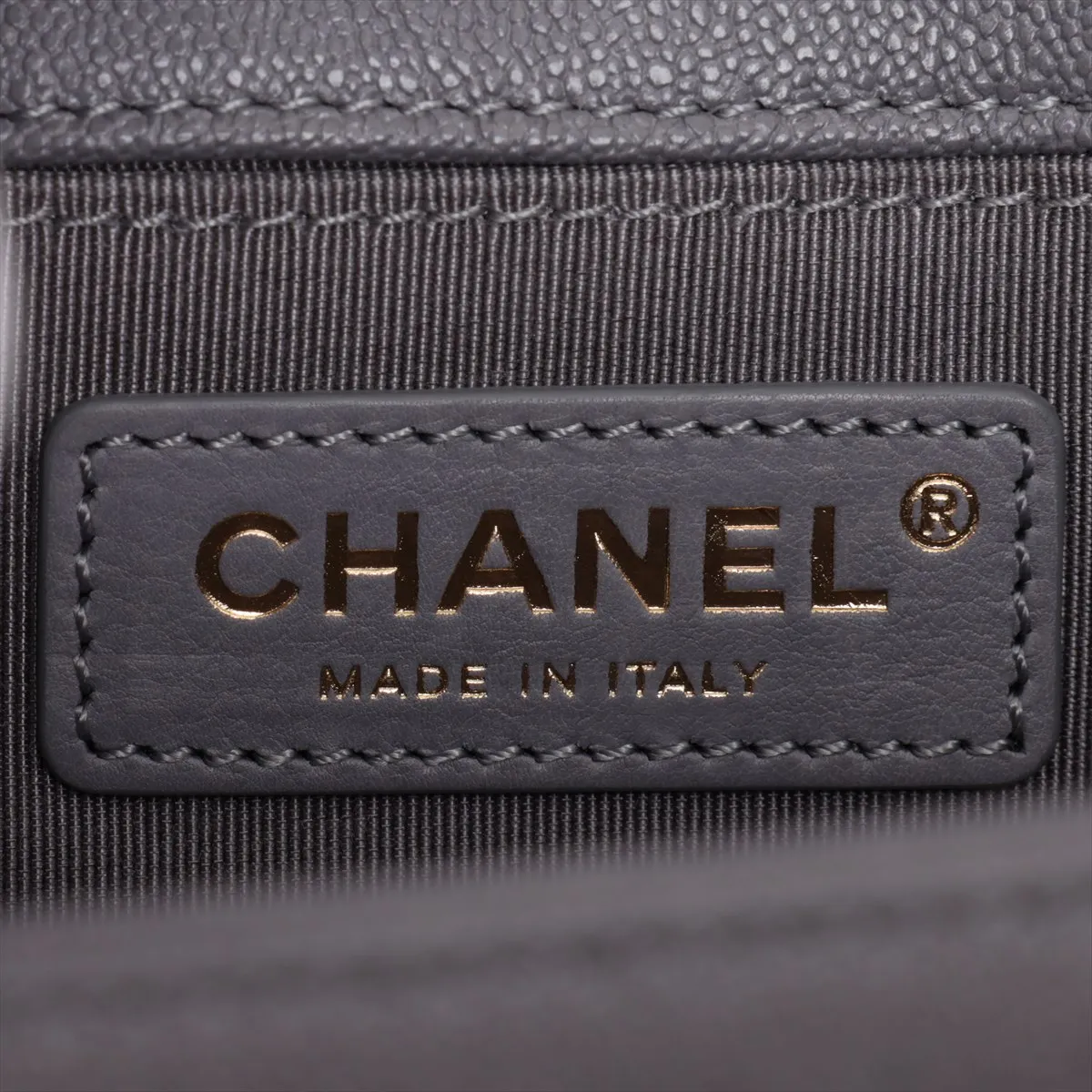 Boy Chanel 20 Small Caviar Skin Chain Shoulder Bag, Gray with Gold Hardware, 30547130 (Serial Number in the 30s), A67085 — view 8