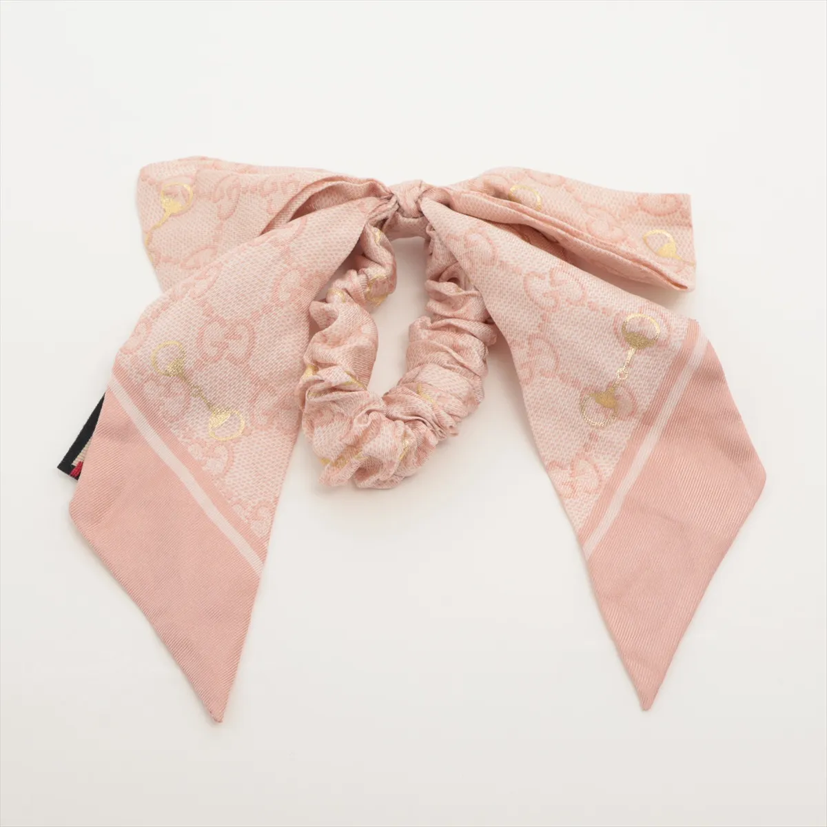 GG Scrunchie Silk Pink Threaded Fuzzed Threads — view 2