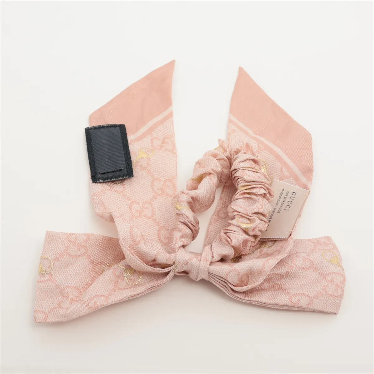 GG Scrunchie Silk Pink Threaded Fuzzed Threads — view 3