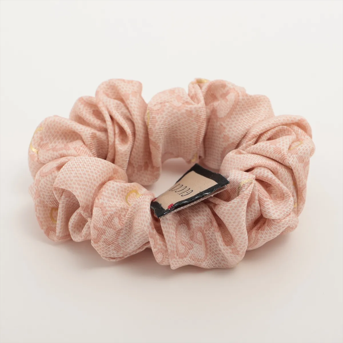GG Scrunchie Silk Pink Threaded Fuzzed Threads — view 7