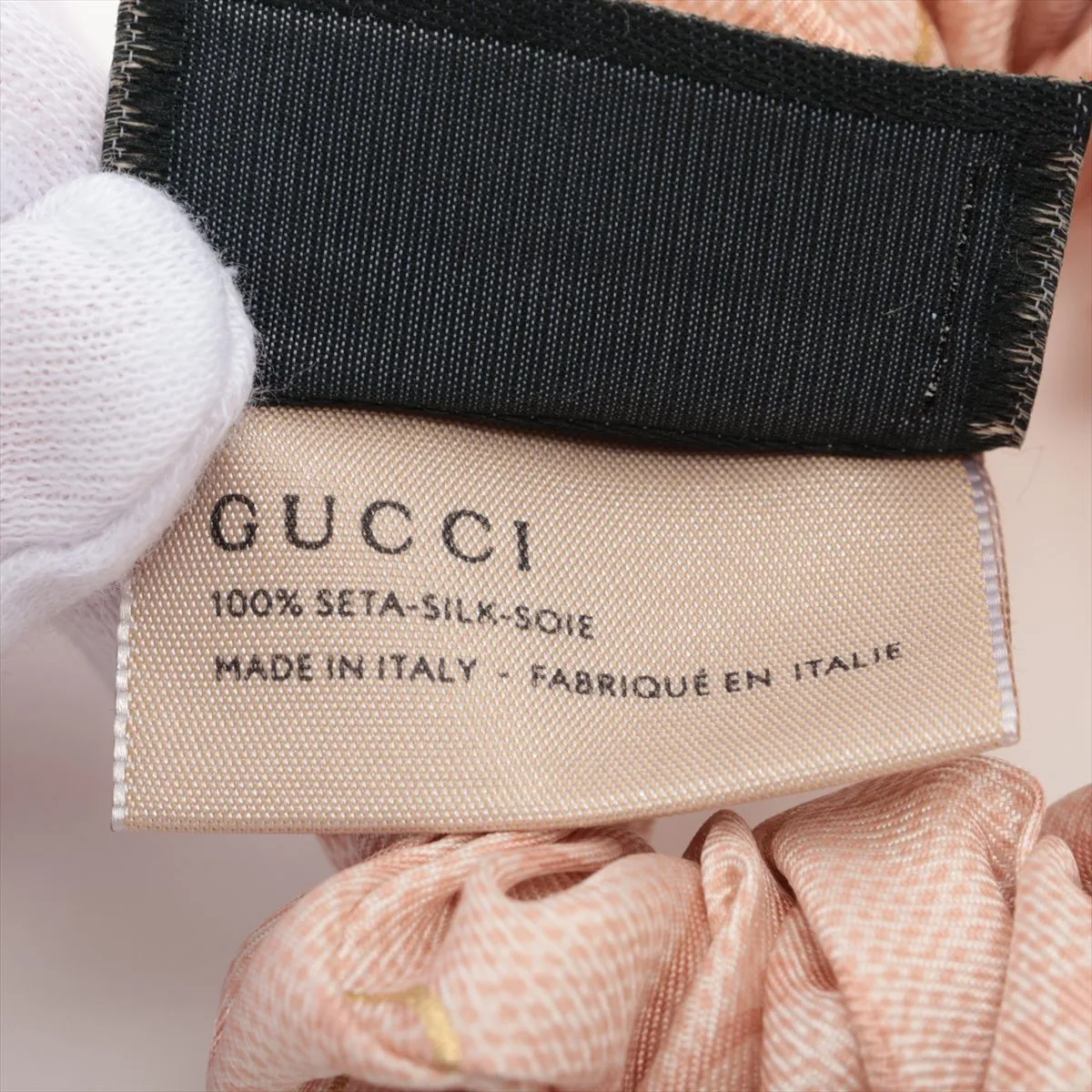 GG Scrunchie Silk Pink Threaded Fuzzed Threads — view 9