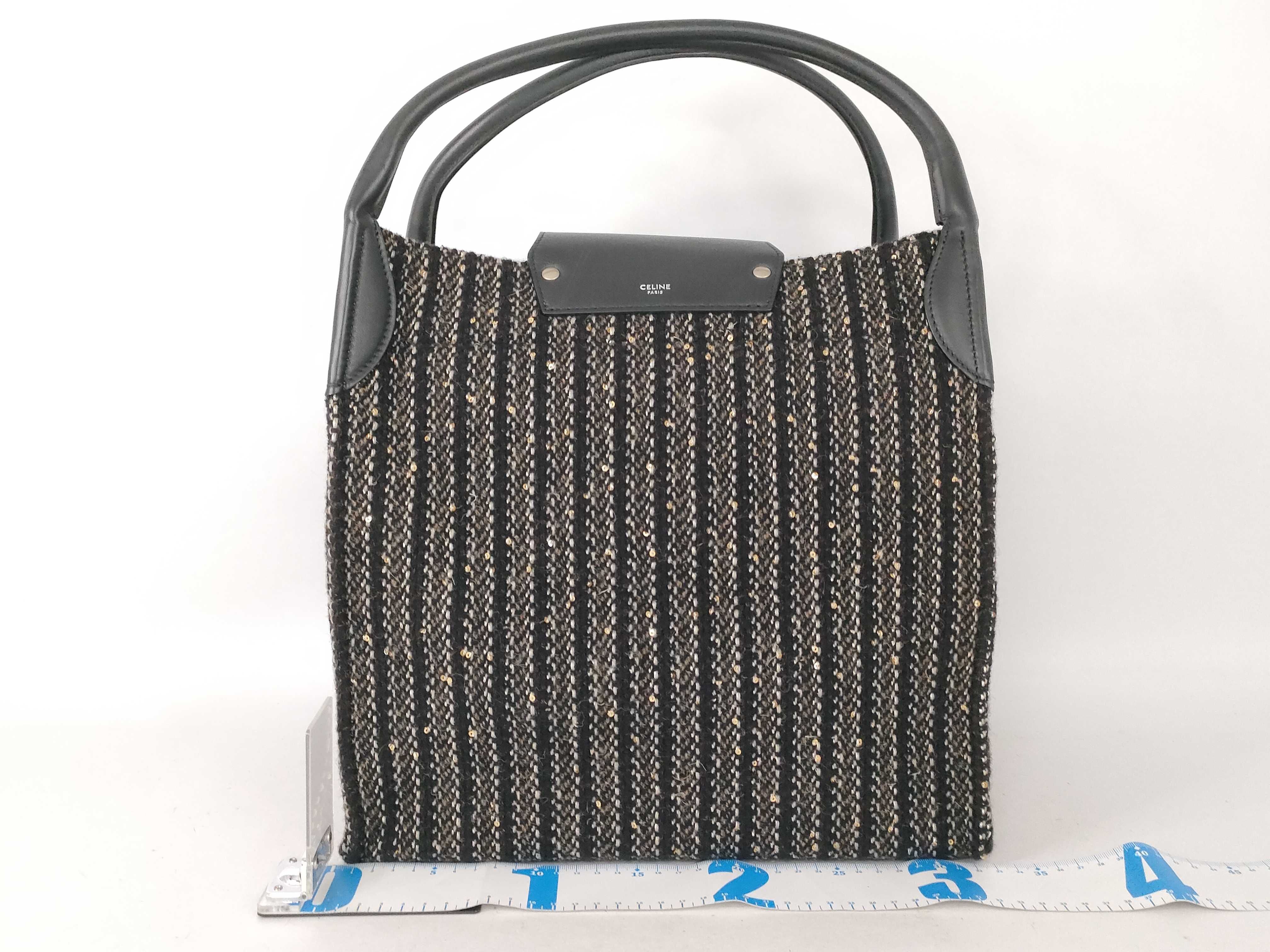 Tweed Leather Handbag, Black — view 2