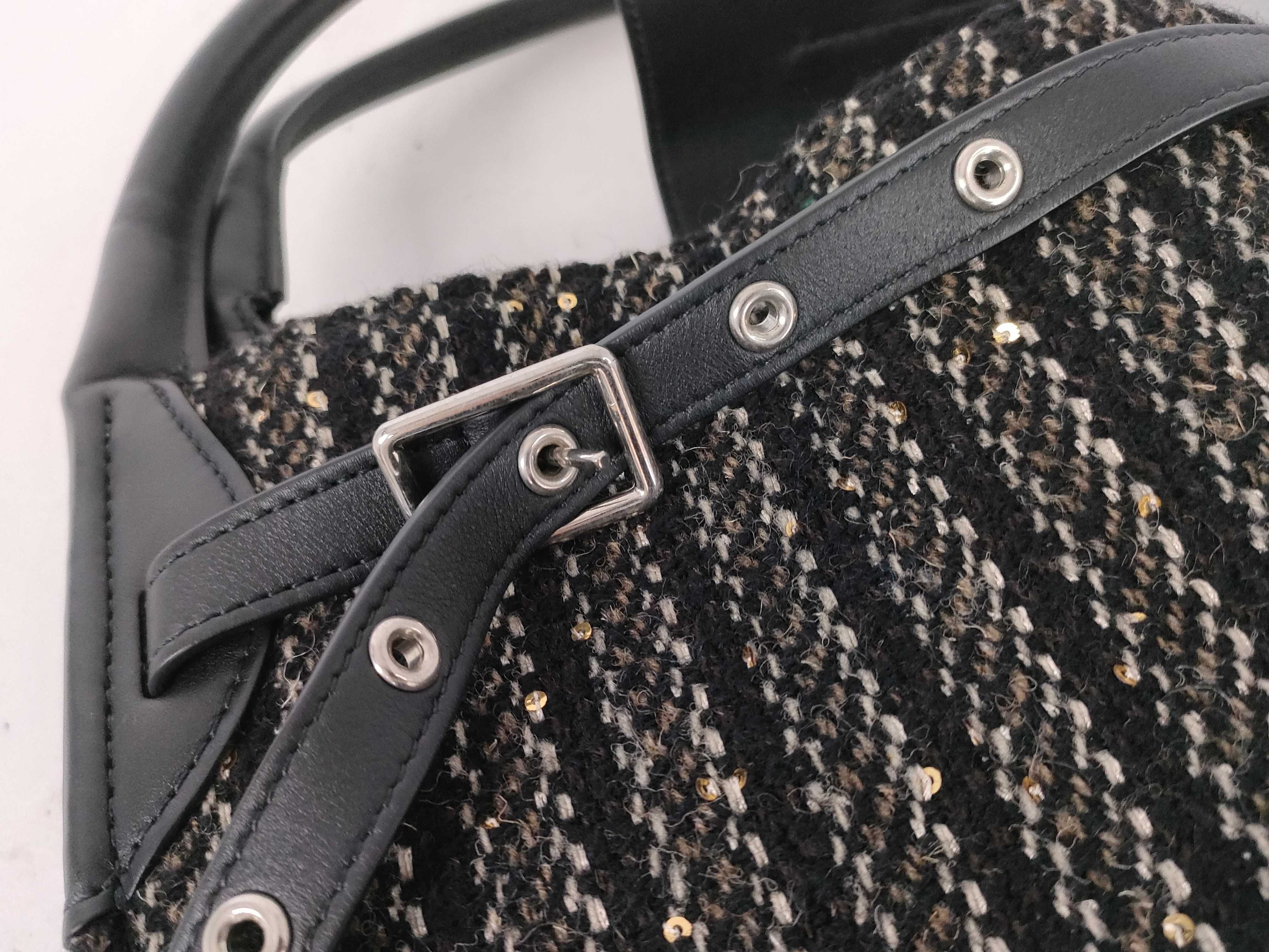 Tweed Leather Handbag, Black — view 12