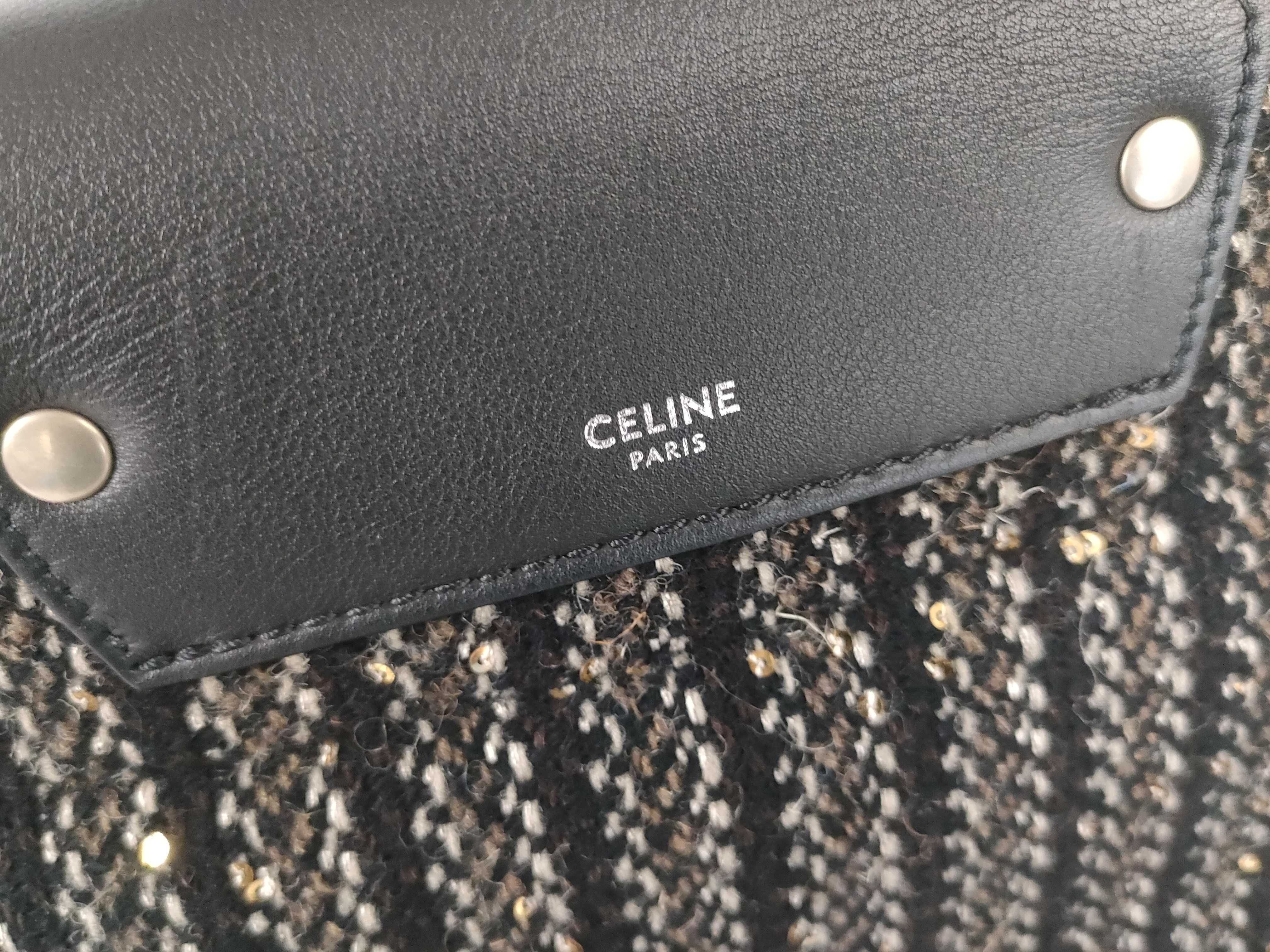 Tweed Leather Handbag, Black — view 13
