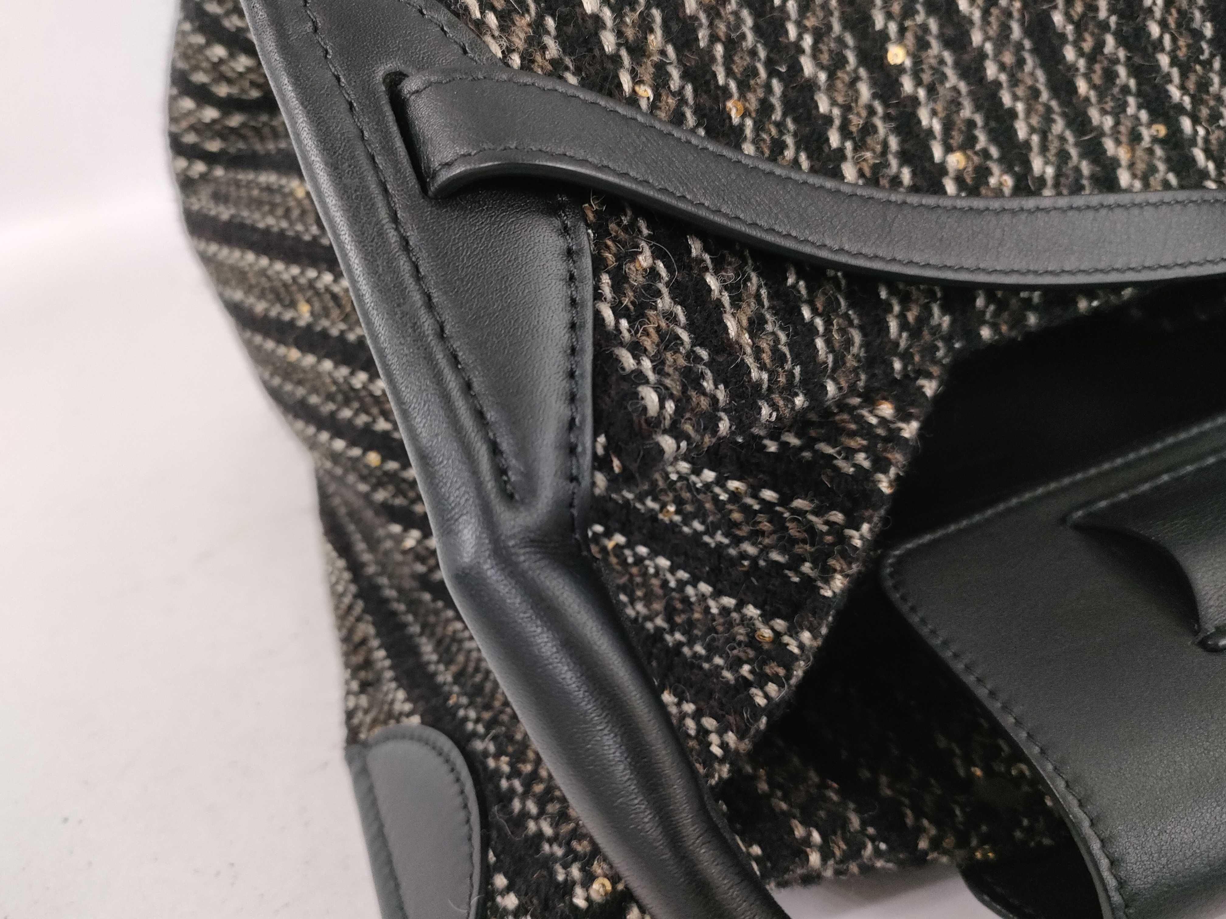 Tweed Leather Handbag, Black — view 5