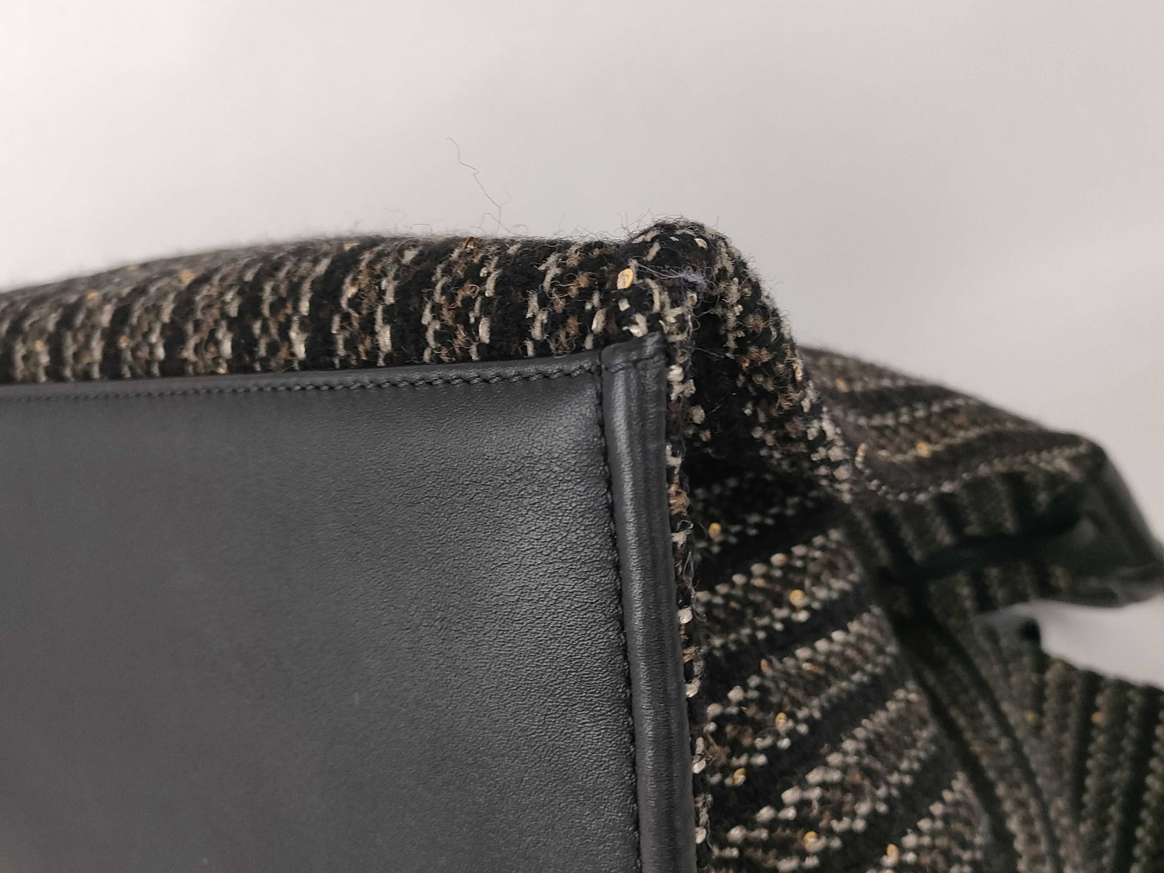 Tweed Leather Handbag, Black — view 6
