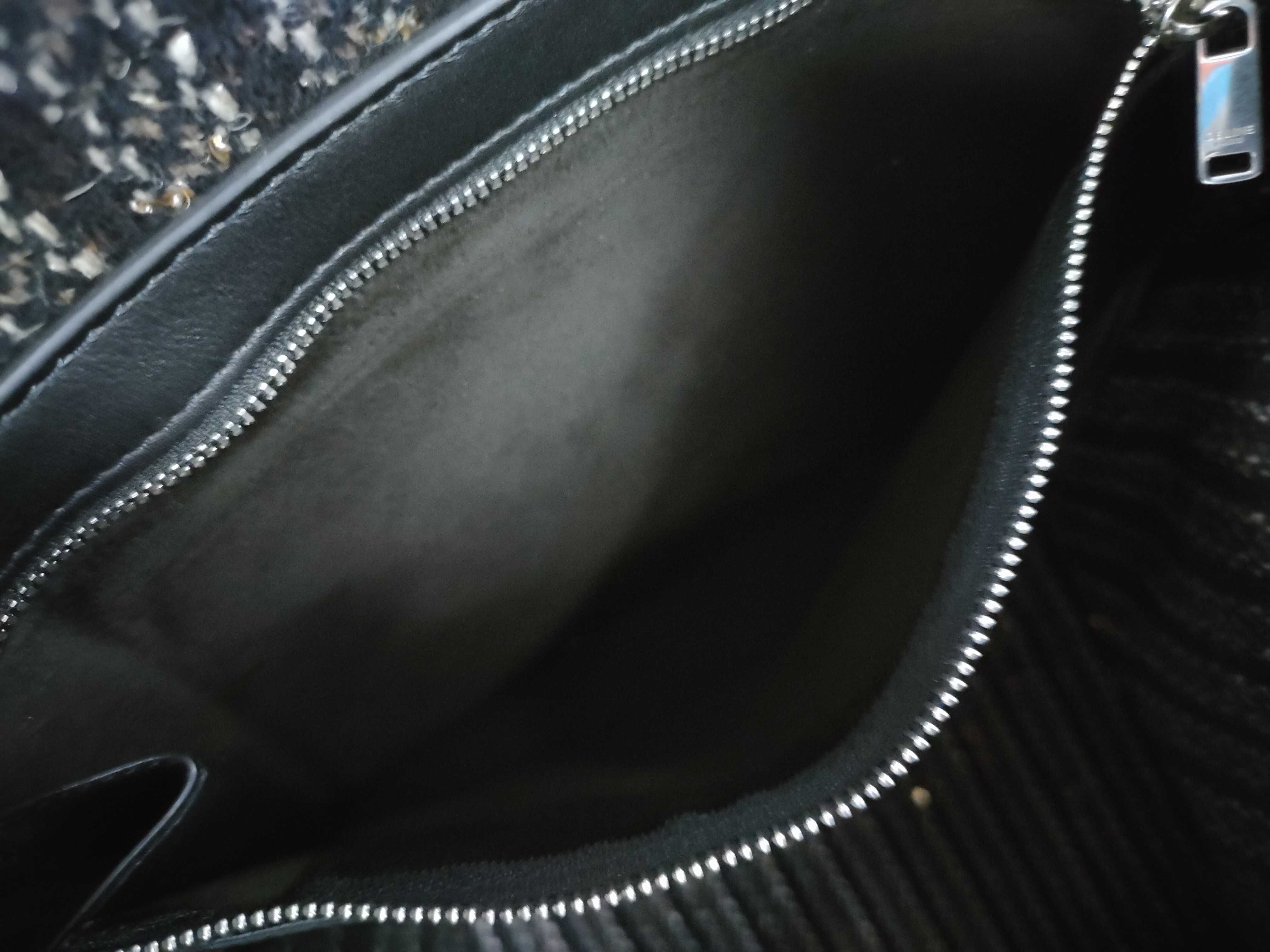 Tweed Leather Handbag, Black — view 9