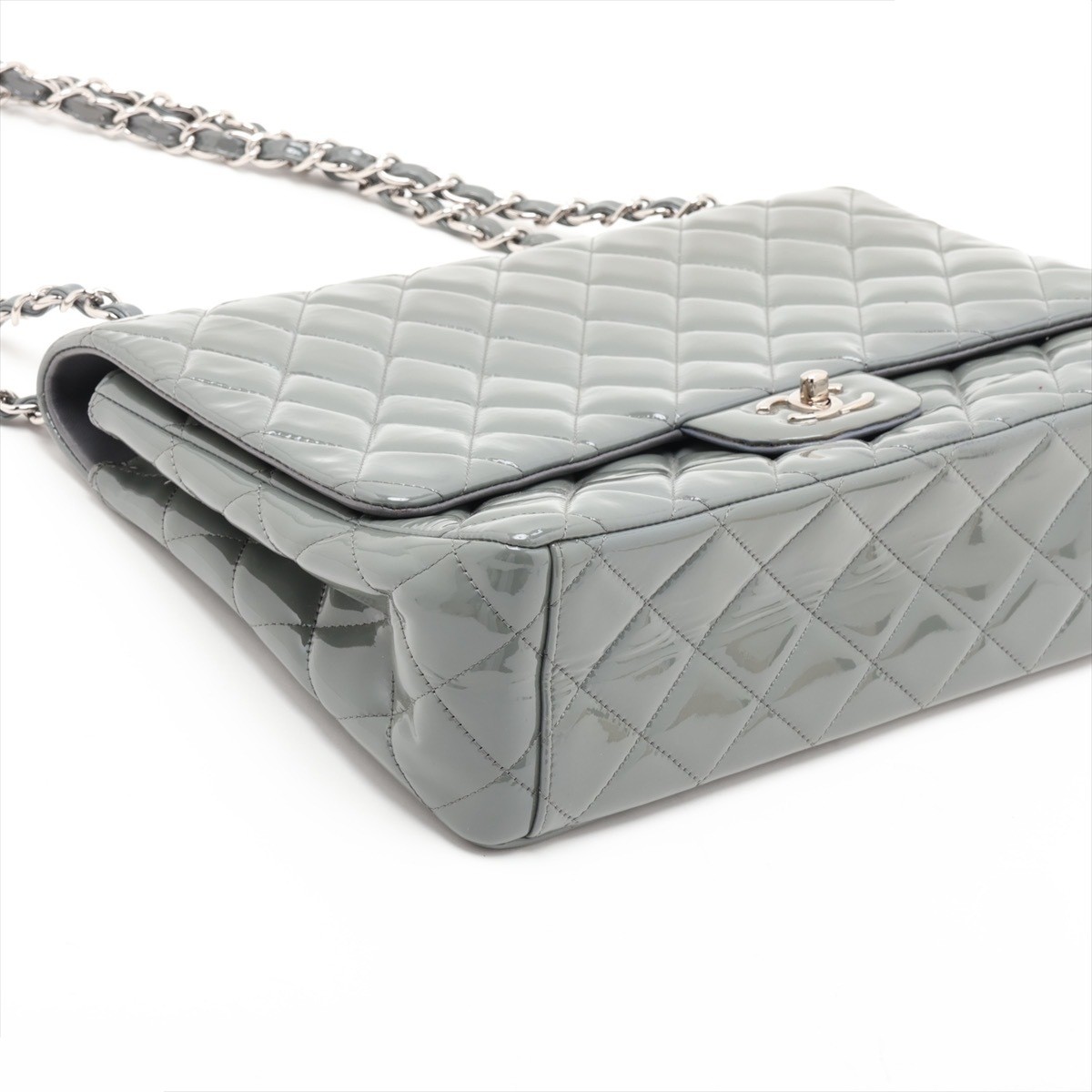 Large Matelassé 30, Patent Leather, Single Flap, Double Chain — view 4
