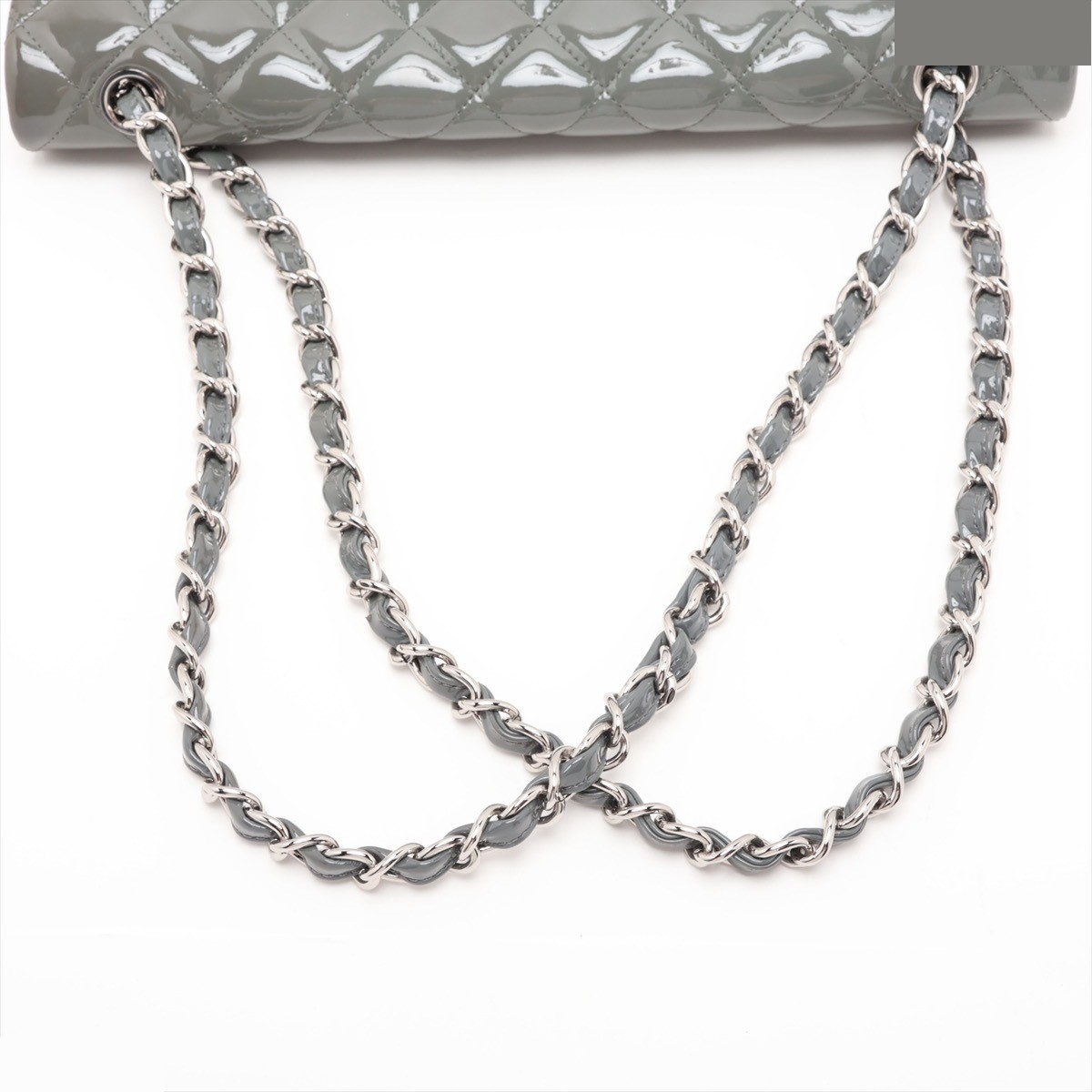 Large Matelassé 30, Patent Leather, Single Flap, Double Chain — view 5